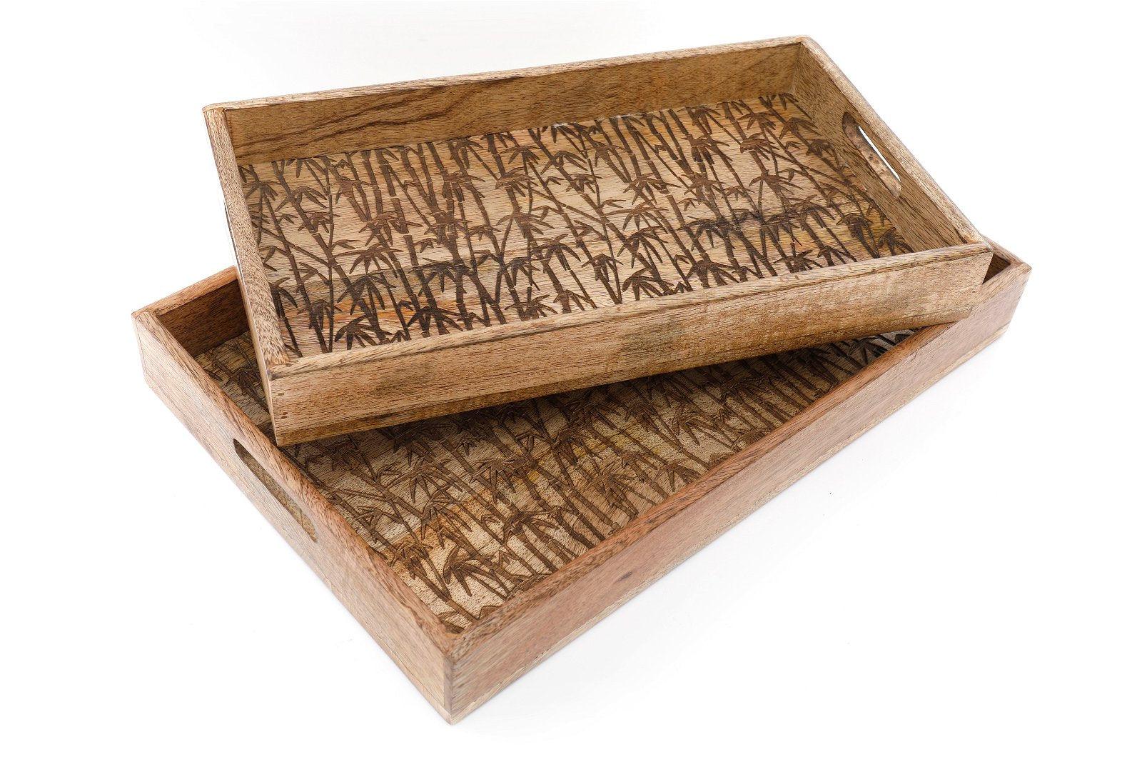 View Bamboo Wooden Trays Set of Two information