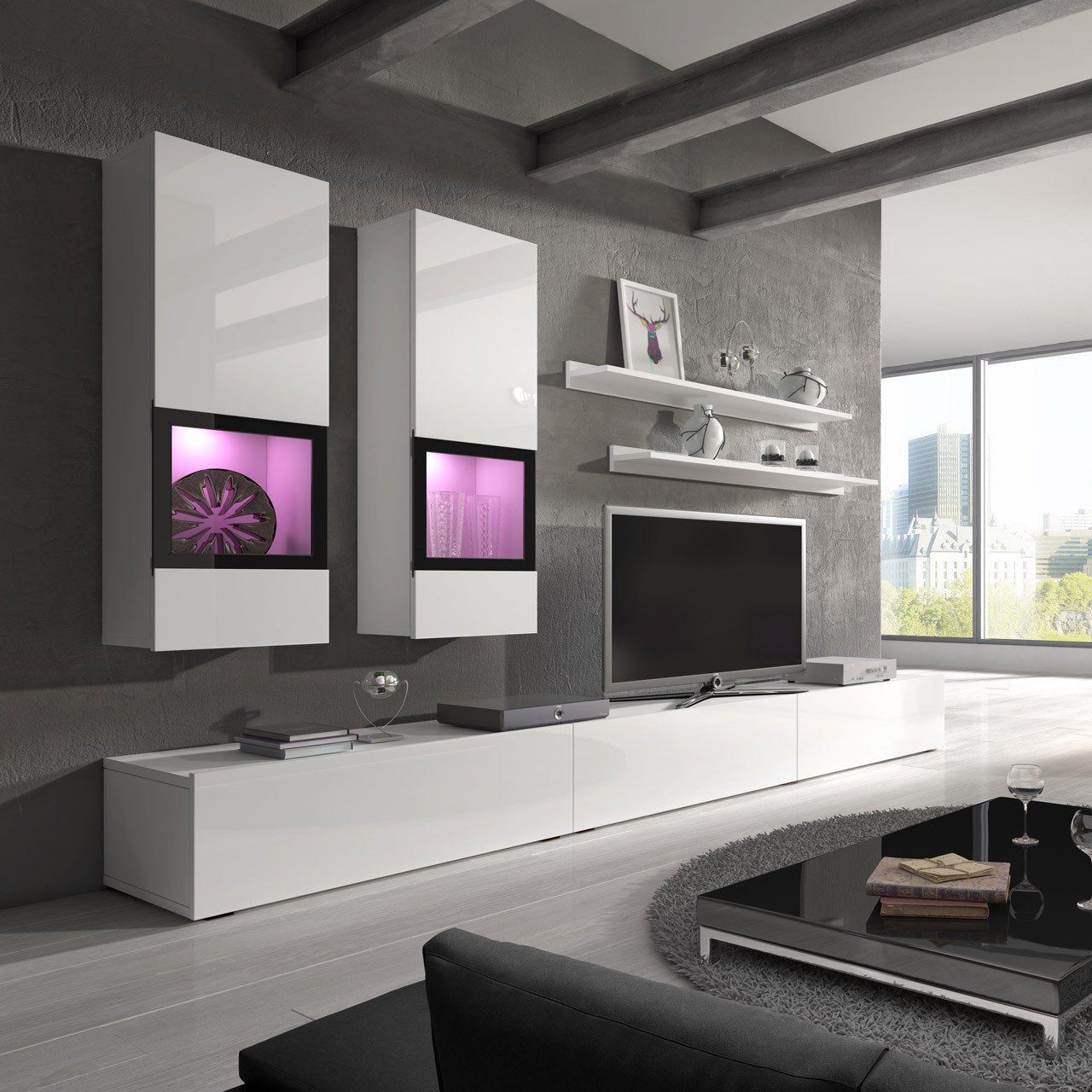 View Baros 10 Entertainment Unit White Gloss 270cm information