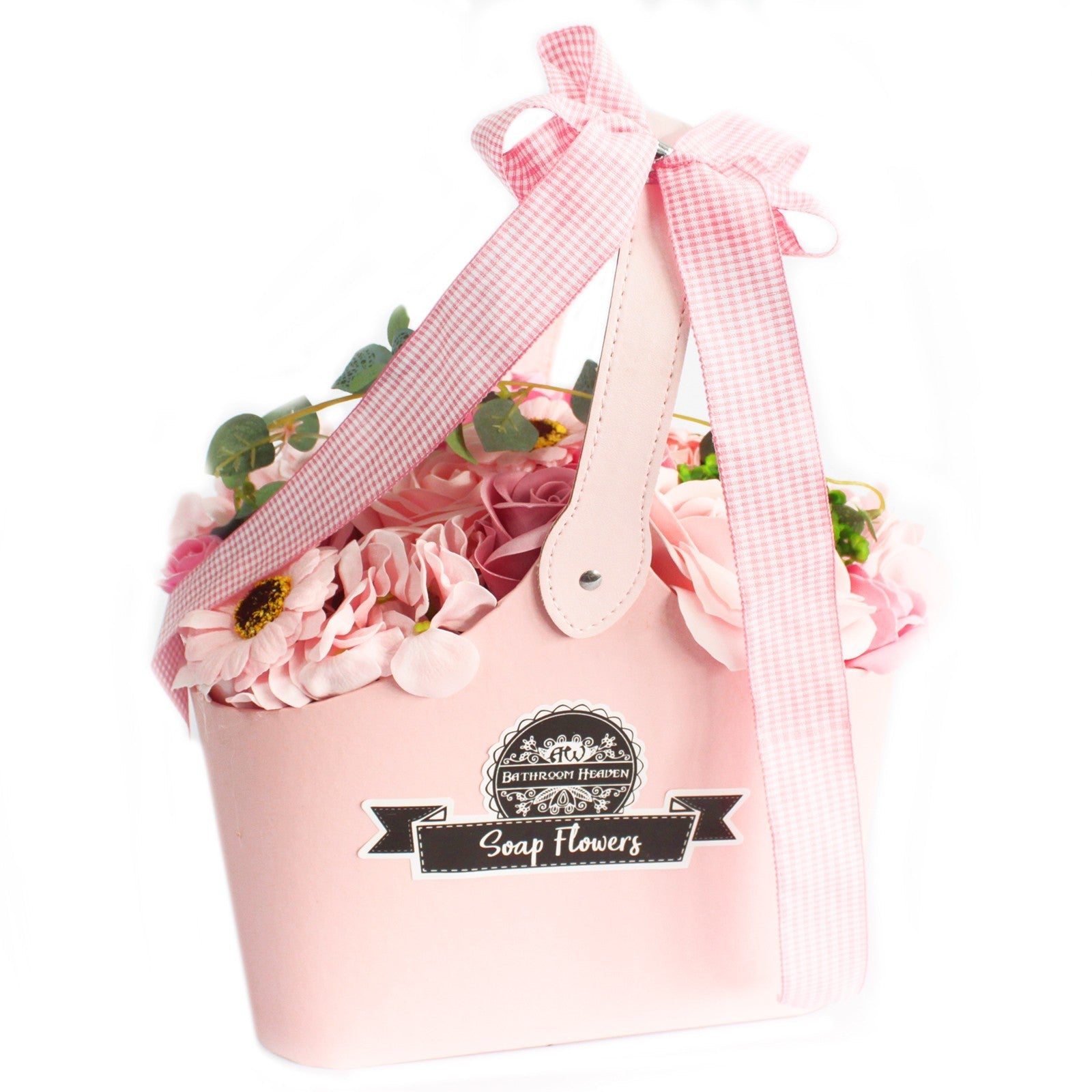 View Basket Soap Flower Bouquet Pink information