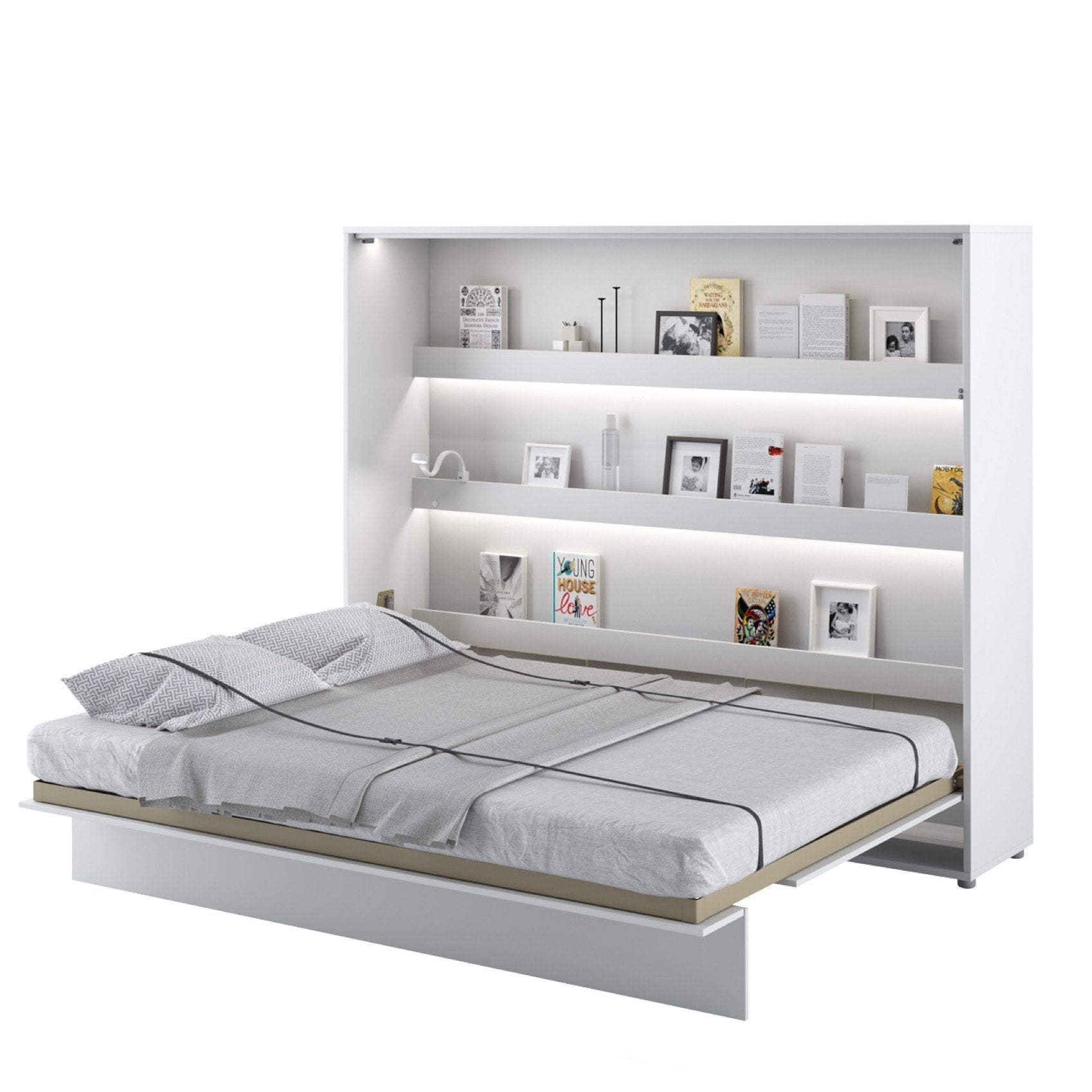 View BC14 Horizontal Wall Bed Concept 160cm Murphy Bed White Gloss 160 x 200cm information