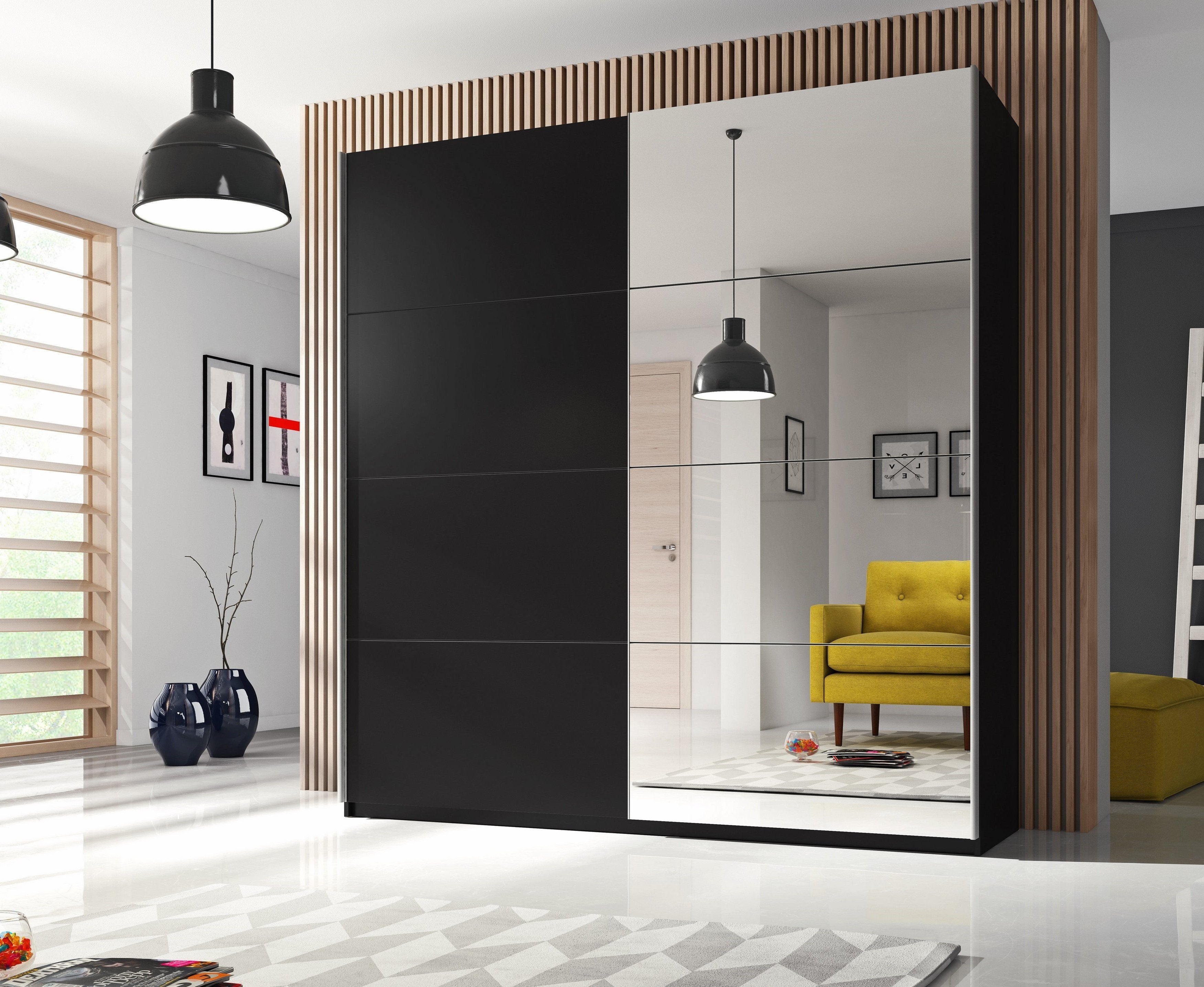 View Beta Sliding Door Wardrobe 180cm Black Matt information