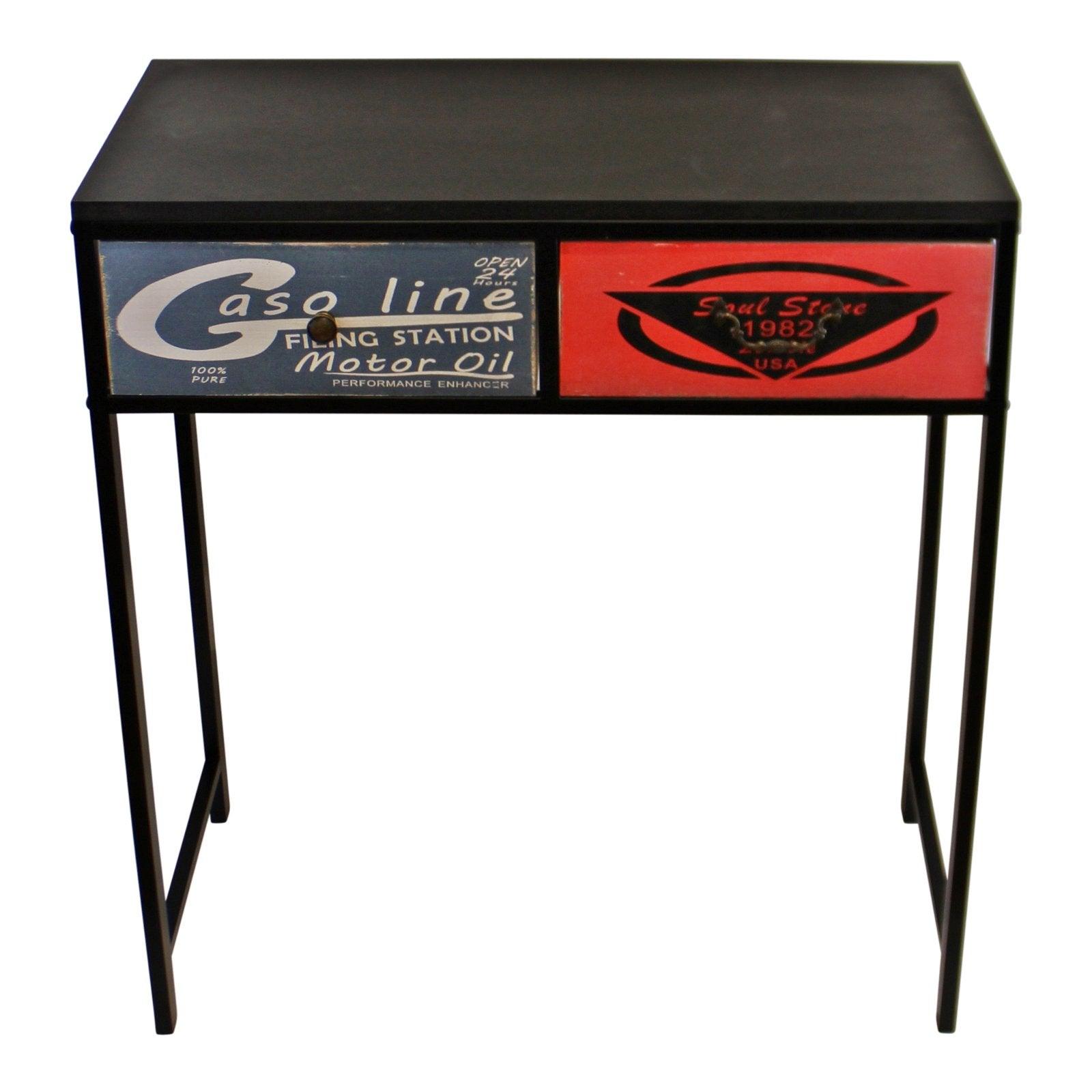 View Black Console Table With 2 Drawers Retro Design To Drawers information