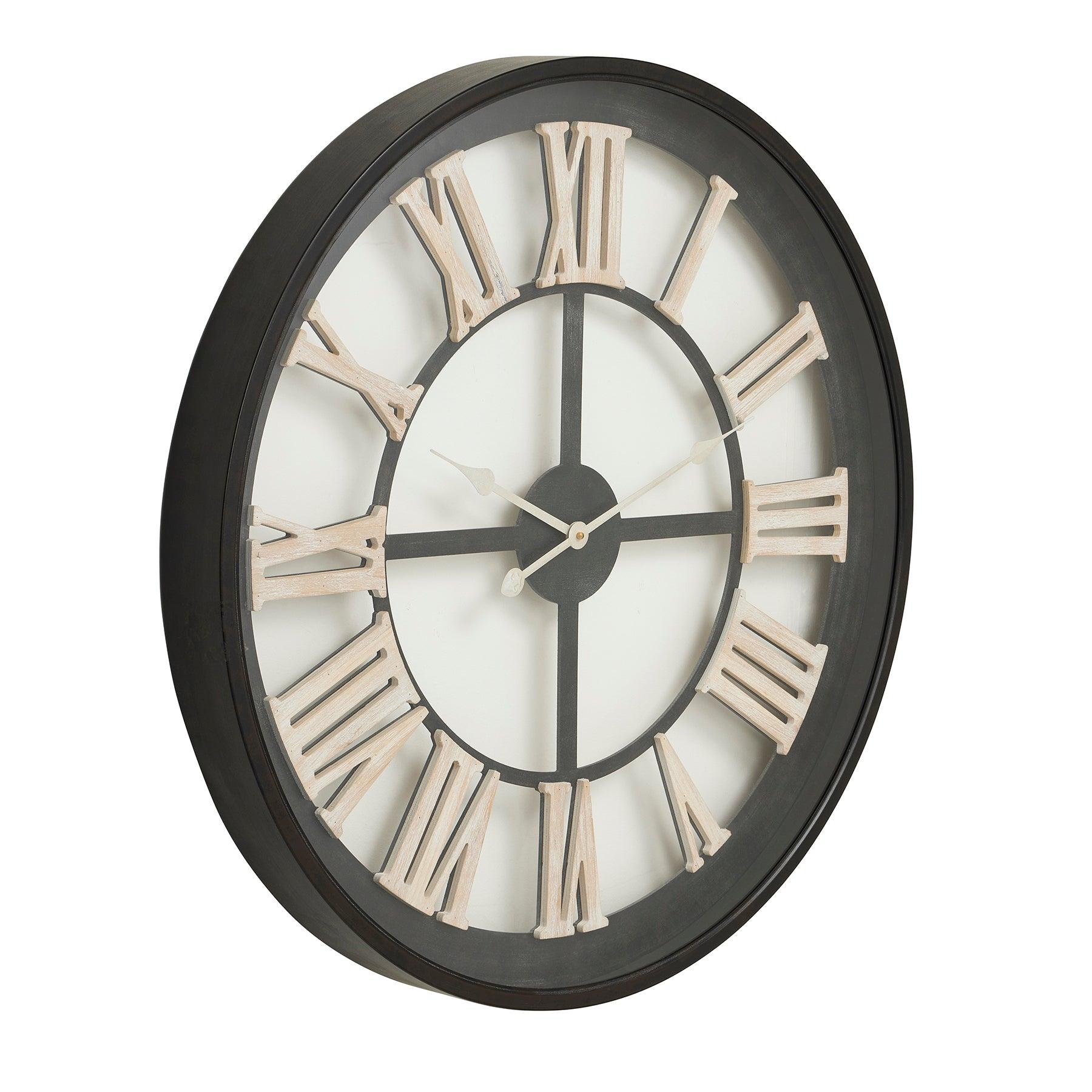View Black Framed Skeleton Clock With White Roman Numerals information