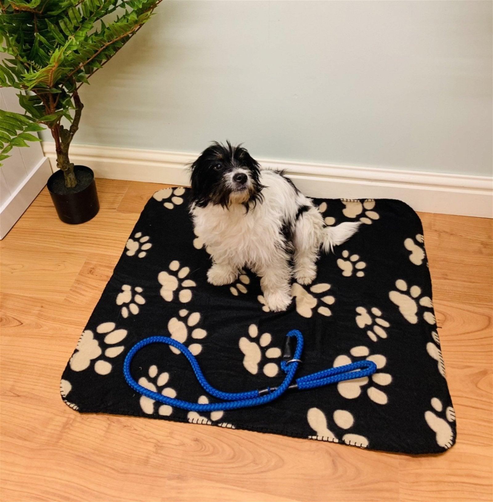 View Black Paw Print Fleece Throw 80cm information