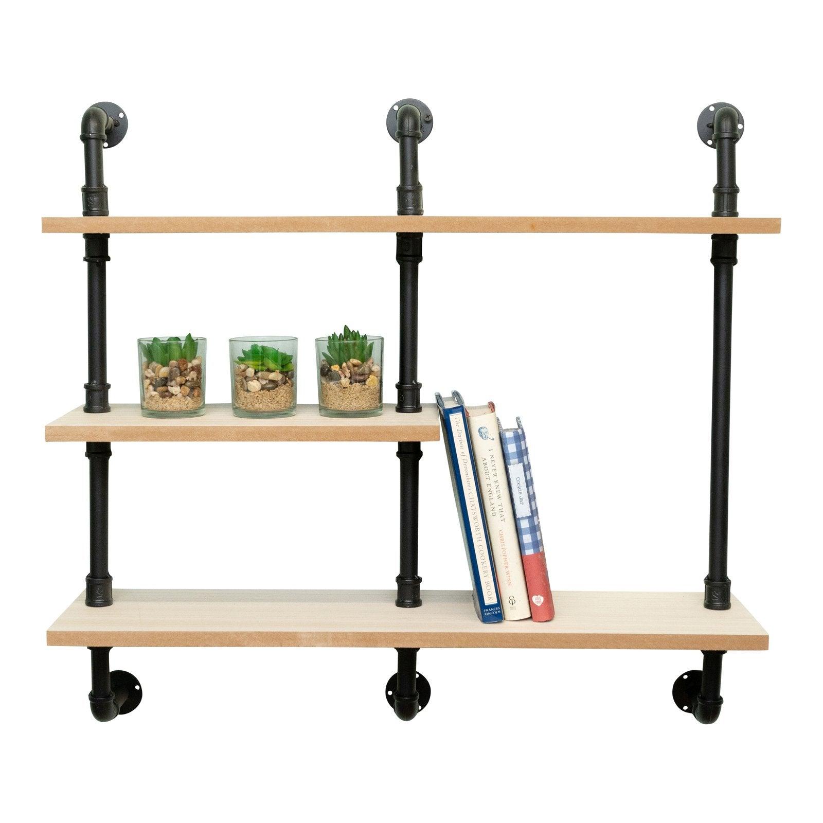 View Black Pipe Wooden Shelves 705cm information