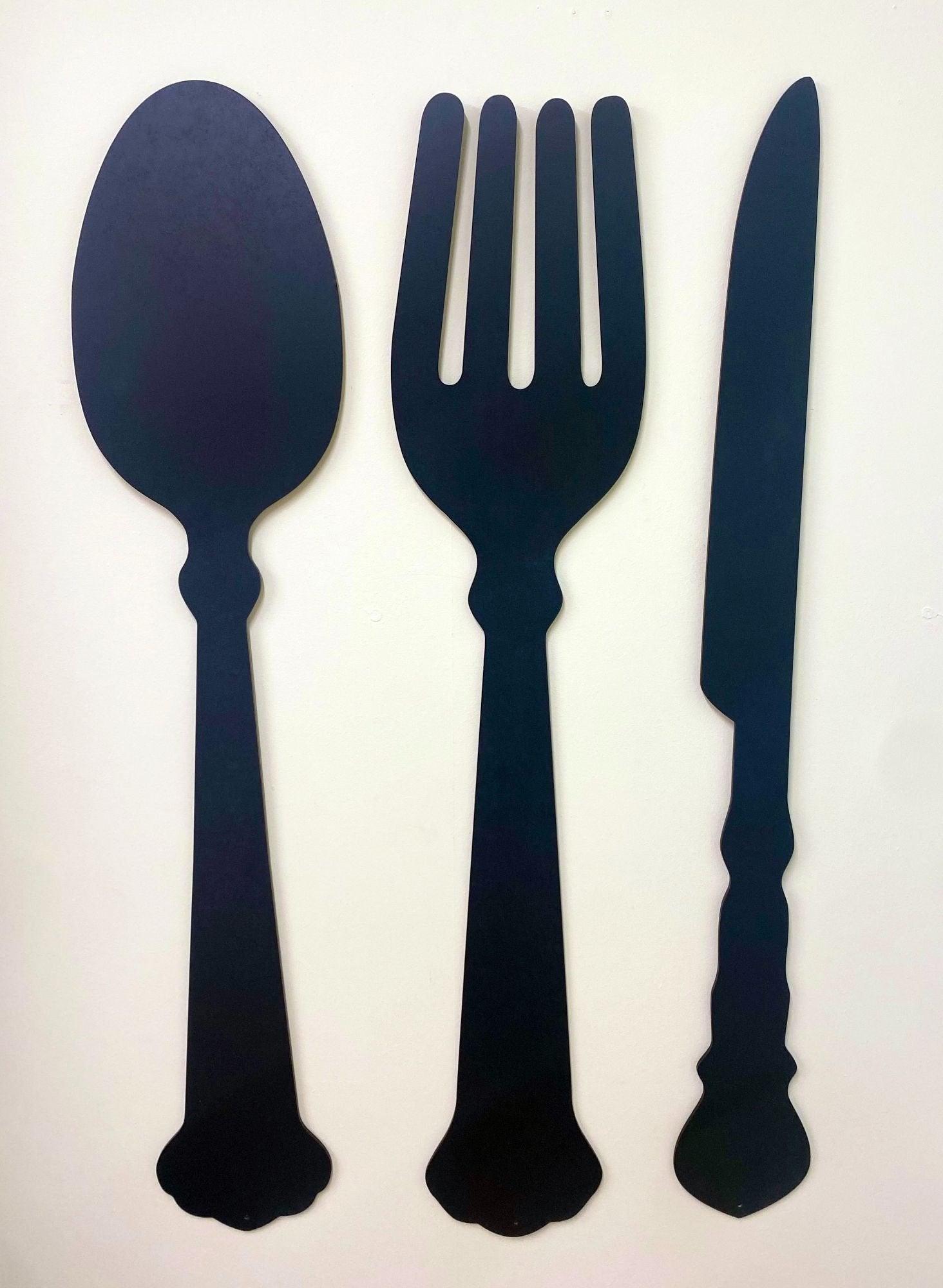 View Black Three Piece Cutlery Wall Chalkboards 122cm information