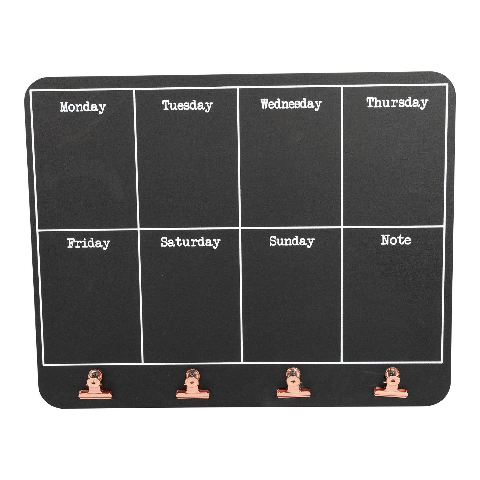 View Black Weekly Memo Board With Copper Clips information