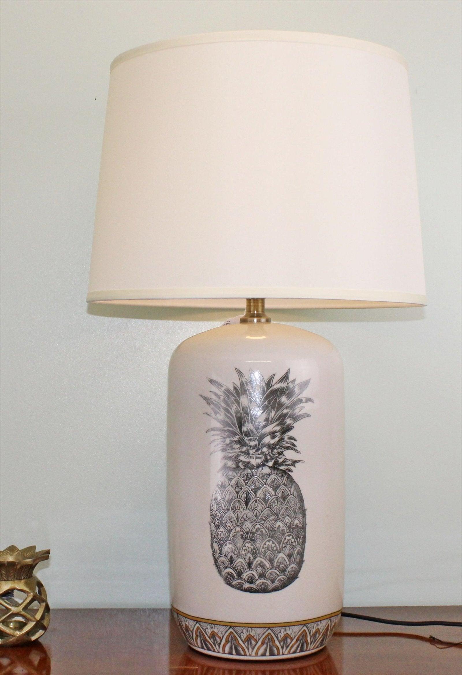 View Black White Ceramic Lamp with Pineapple Design 69cm information