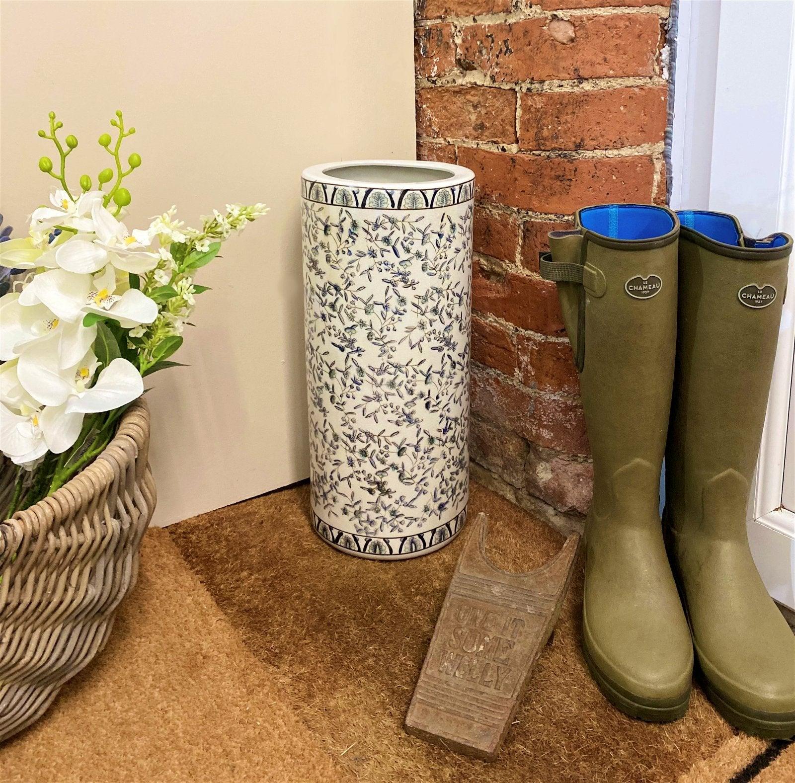 View Blue And White Ditsy Print Umbrella Stand information