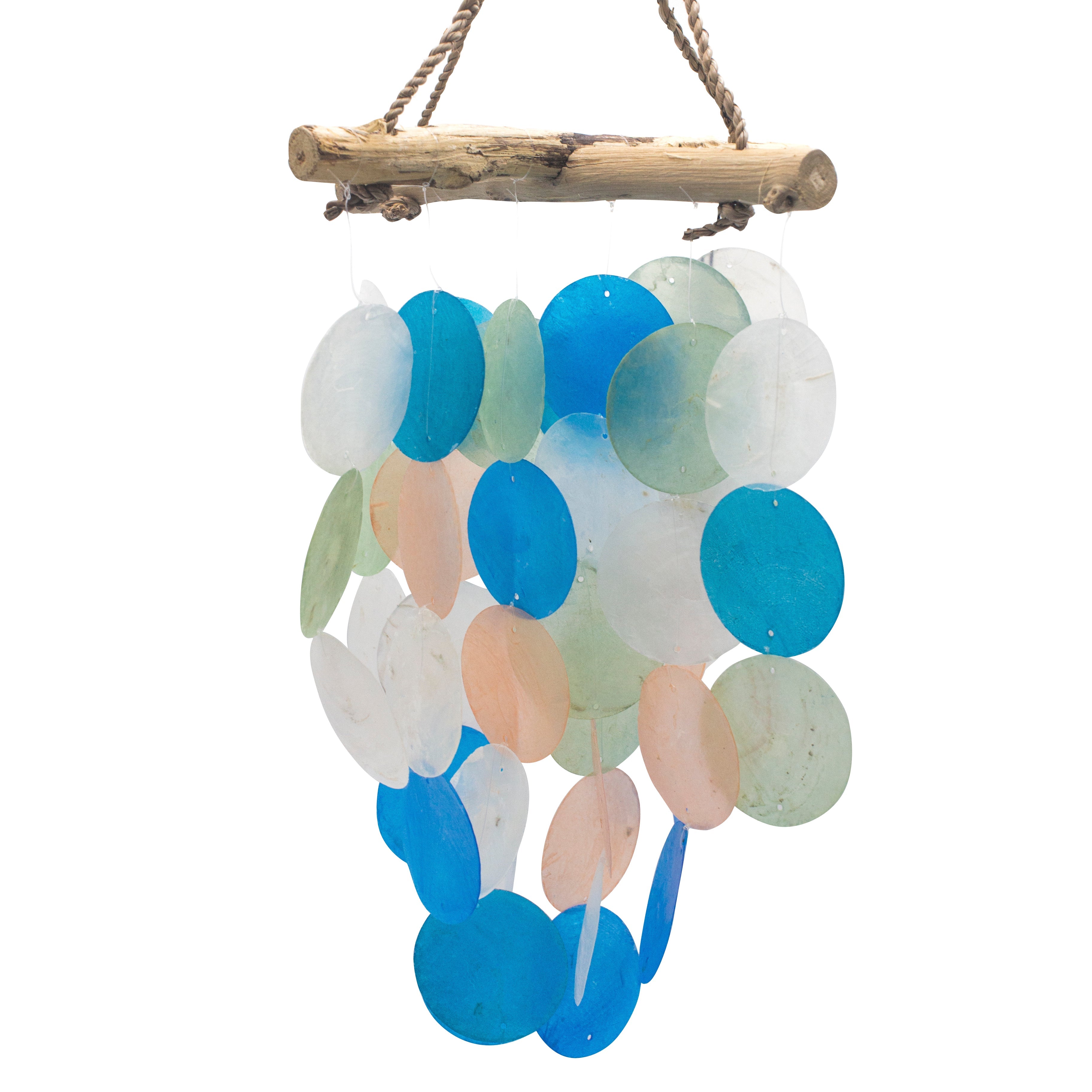 View Blue Pearl Driftwood Cross Chime information
