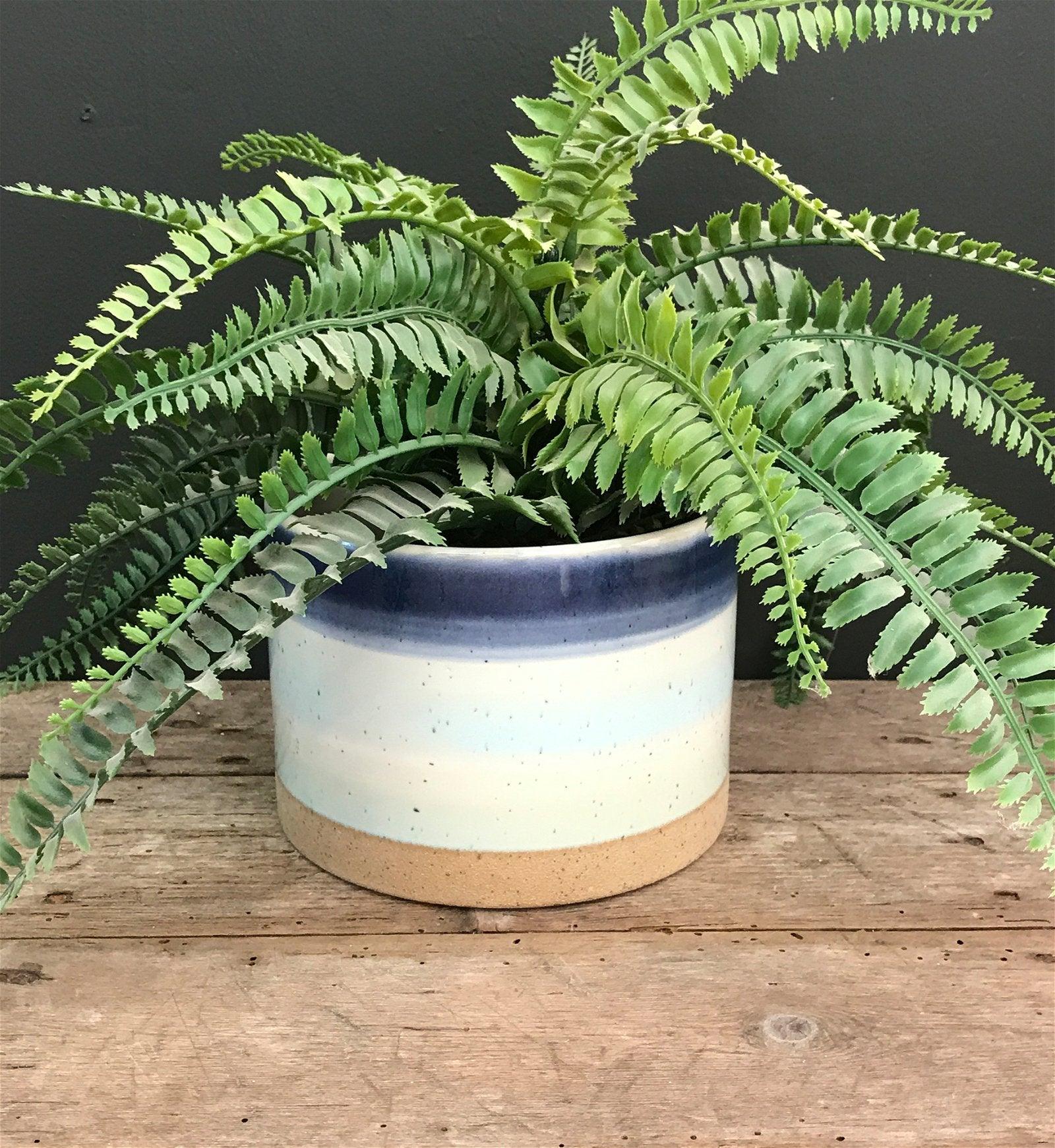 View Blue Striped Ceramic Planter information