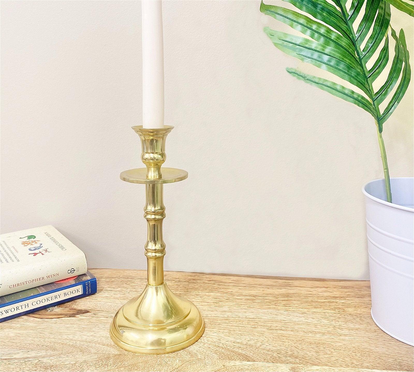 View Brass Metal Dinner Candlestick 22cm information