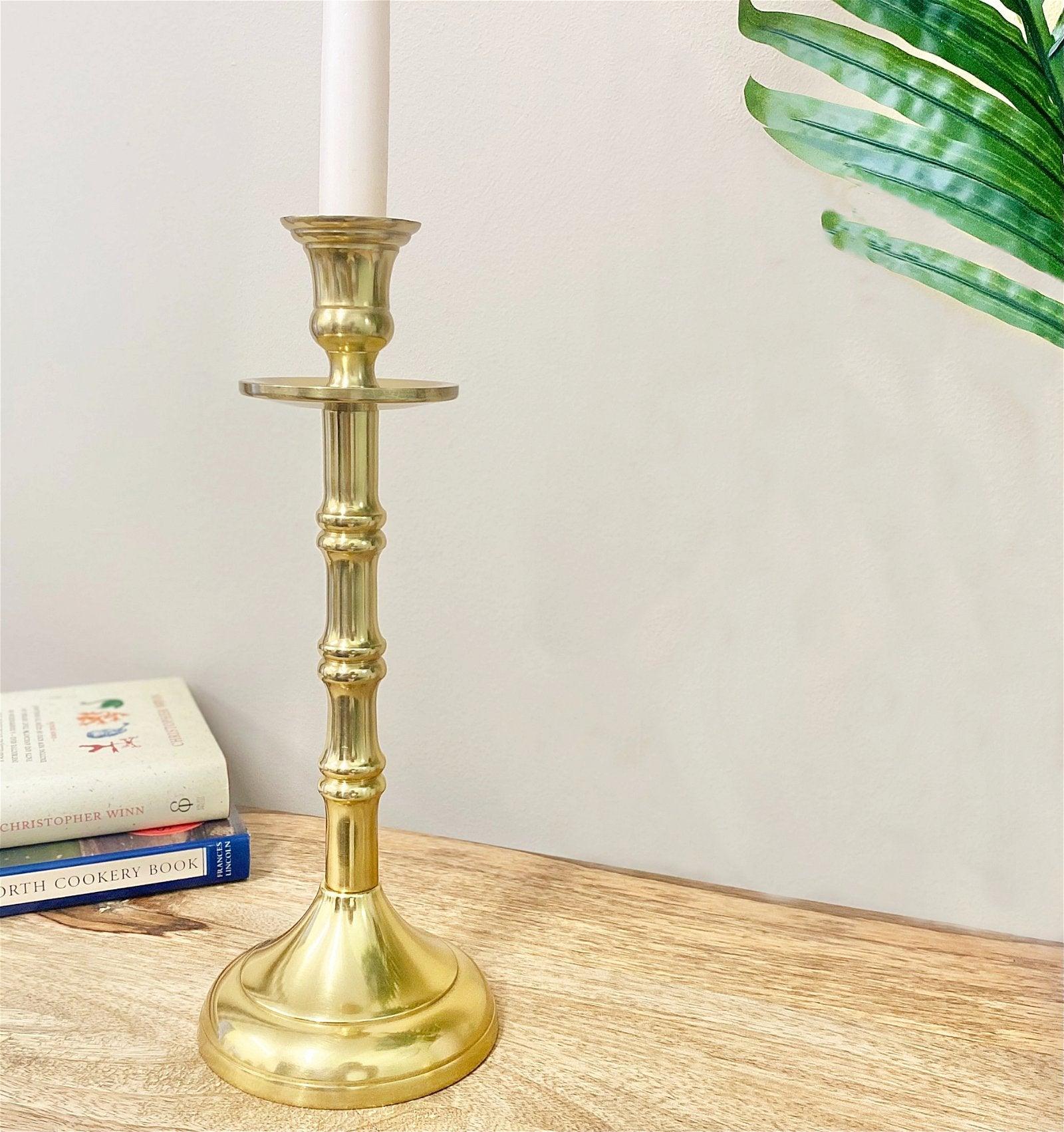 View Brass Metal Dinner Candlestick 27cm information