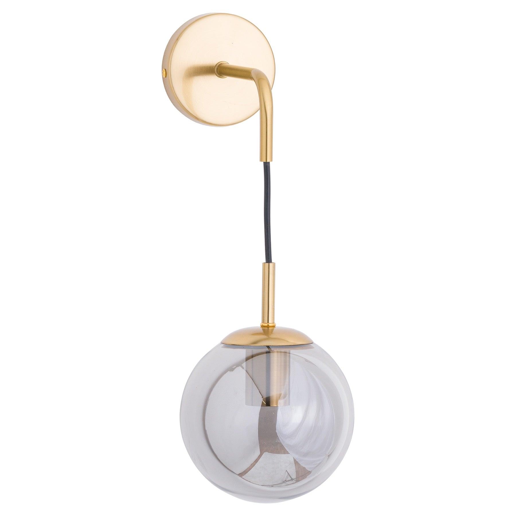 View Brass Smoked Glass Globe Wall Hanging Pendant information