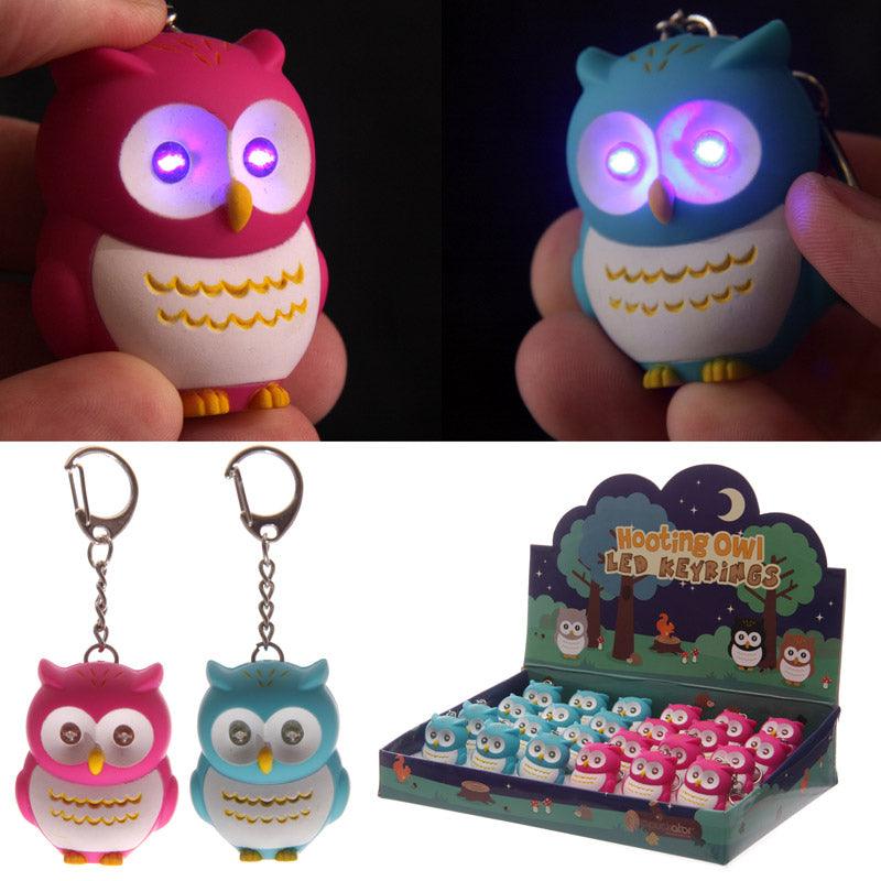 View Bright Hooting Owl Novelty Key Ring with Light Up Eyes information