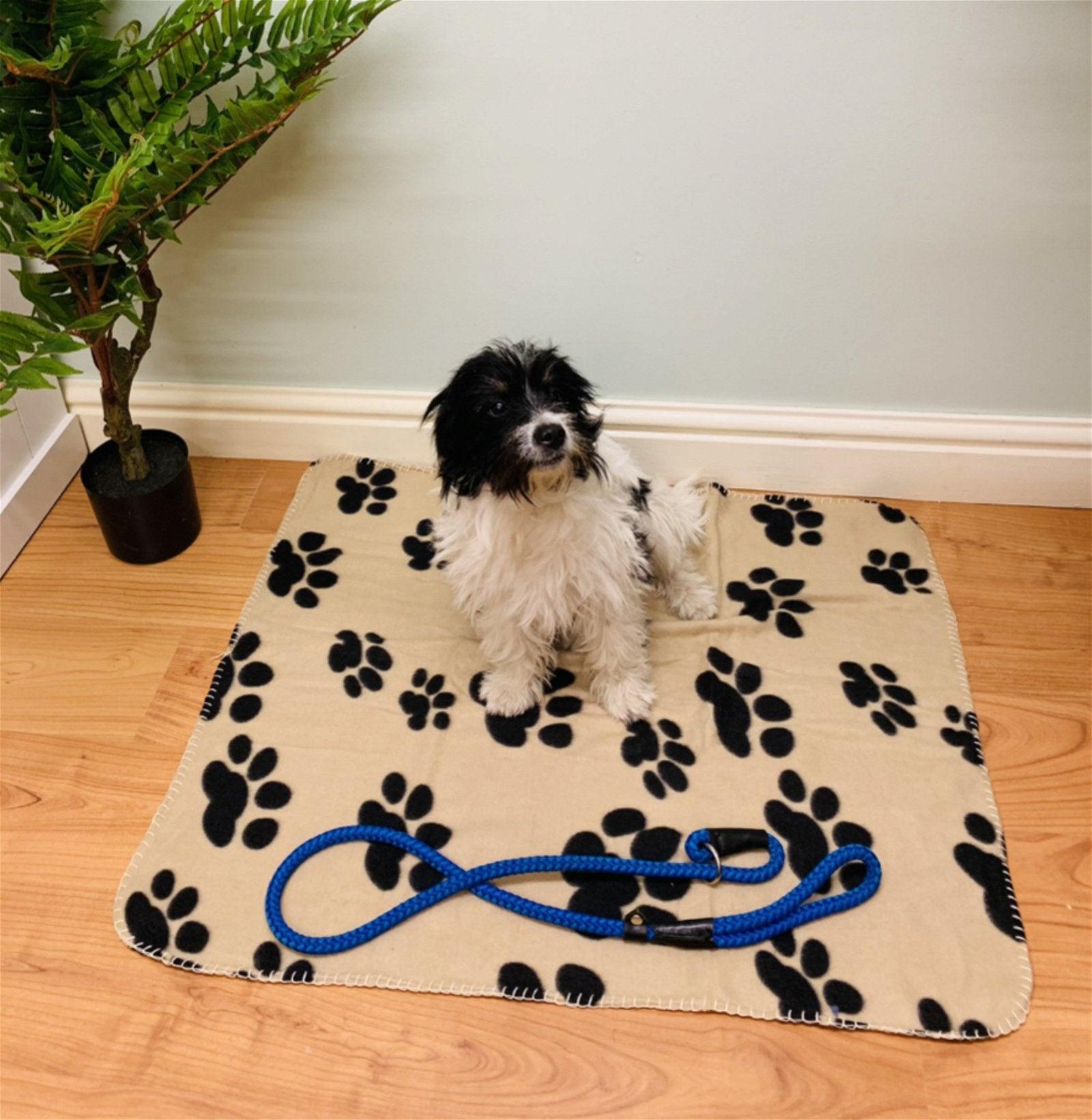 View Brown Paw Print Fleece Throw 80cm information