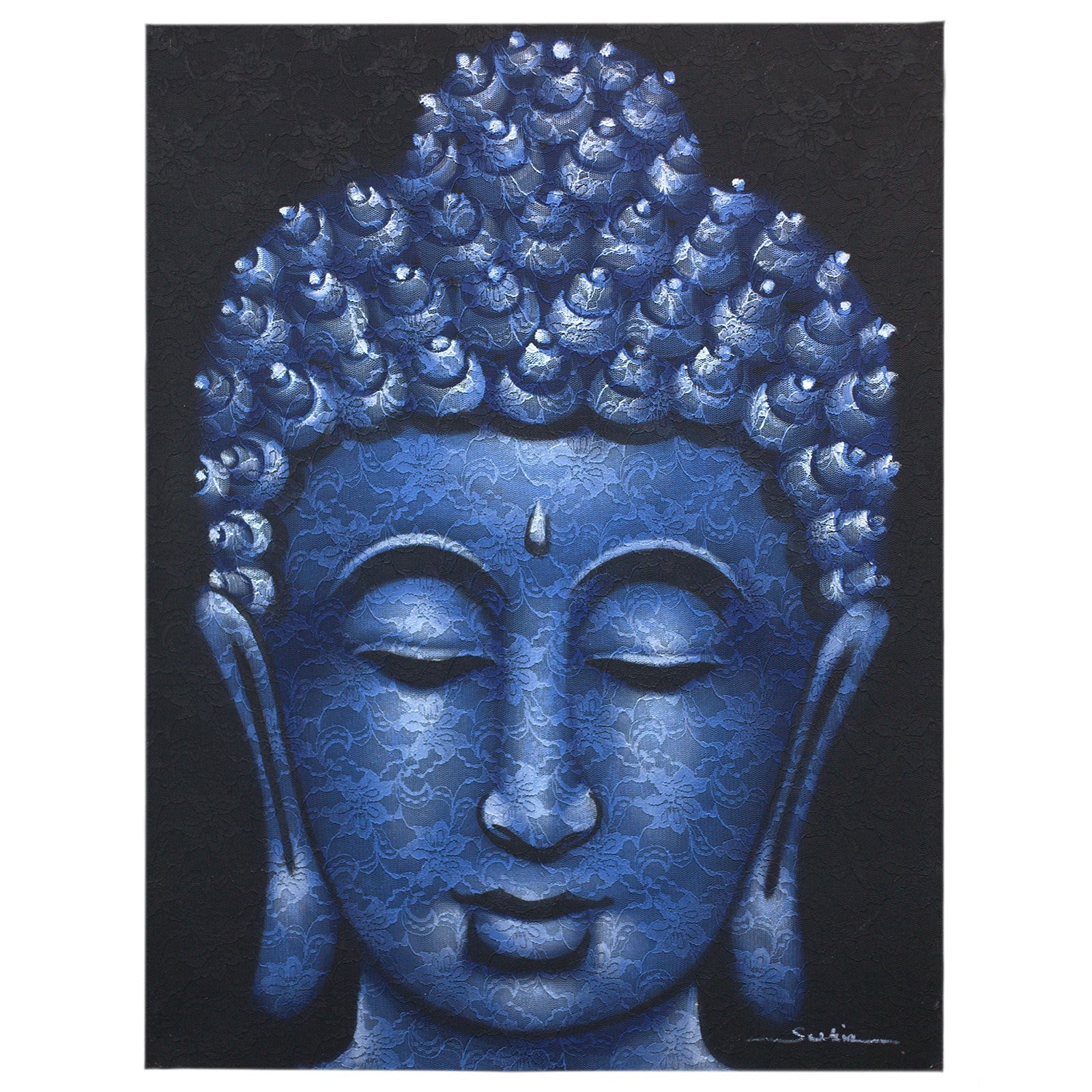 View Buddah Painting Blue Brocade Detail information