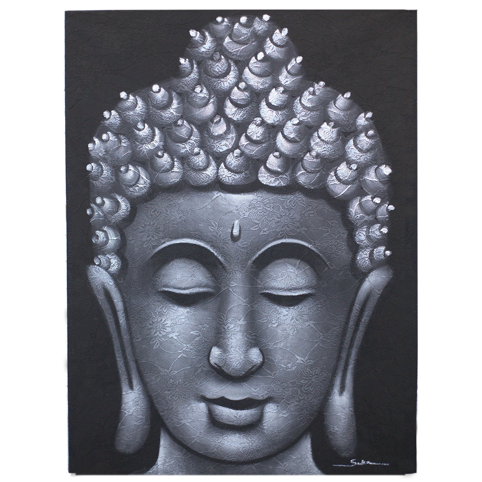 View Buddha Painting Grey Brocade Detail information
