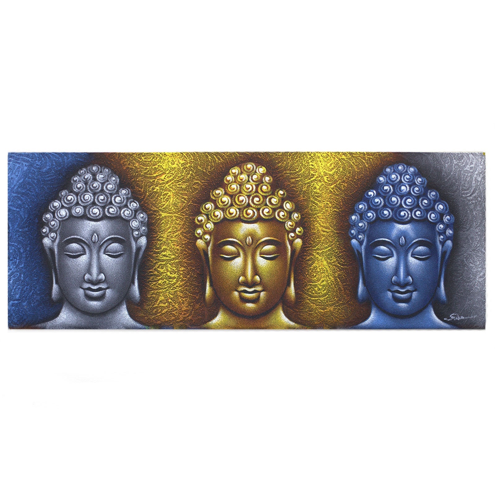 View Buddha Painting Three Heads Gold Detail information