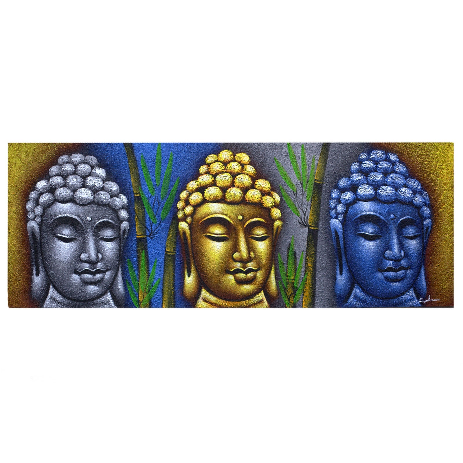 View Buddha Painting Three Heads With Bamboo information