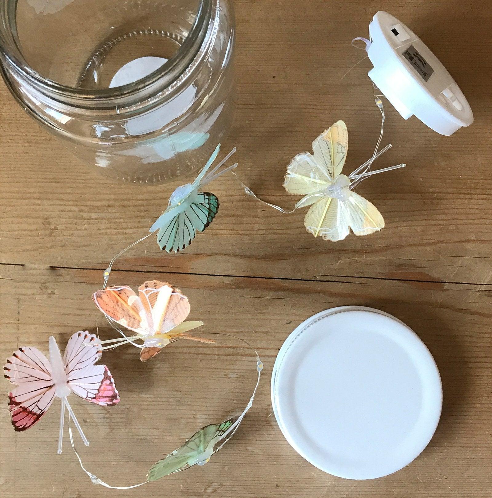 View Butterfly Led Light Chain In Glass Jam Jar Multicoloured information
