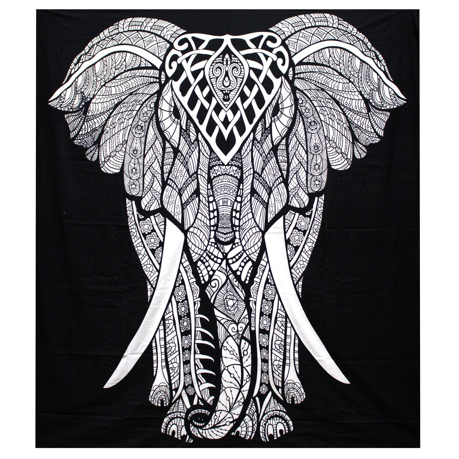 View BW Double Cotton Bedspread Wall Hanging Elephant information