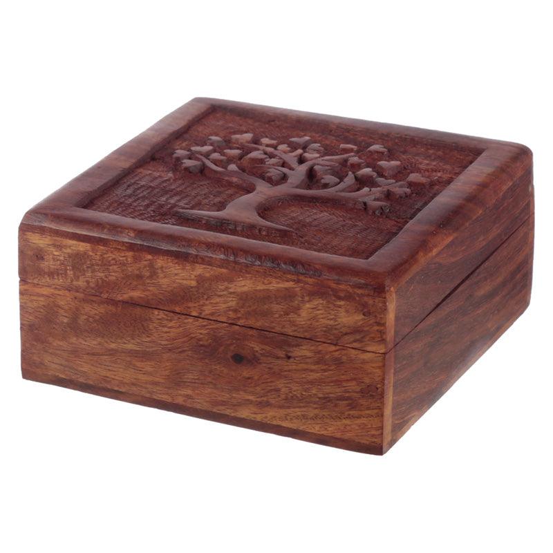 View Carved Sheesham Wood Tree of Life Trinket Box information