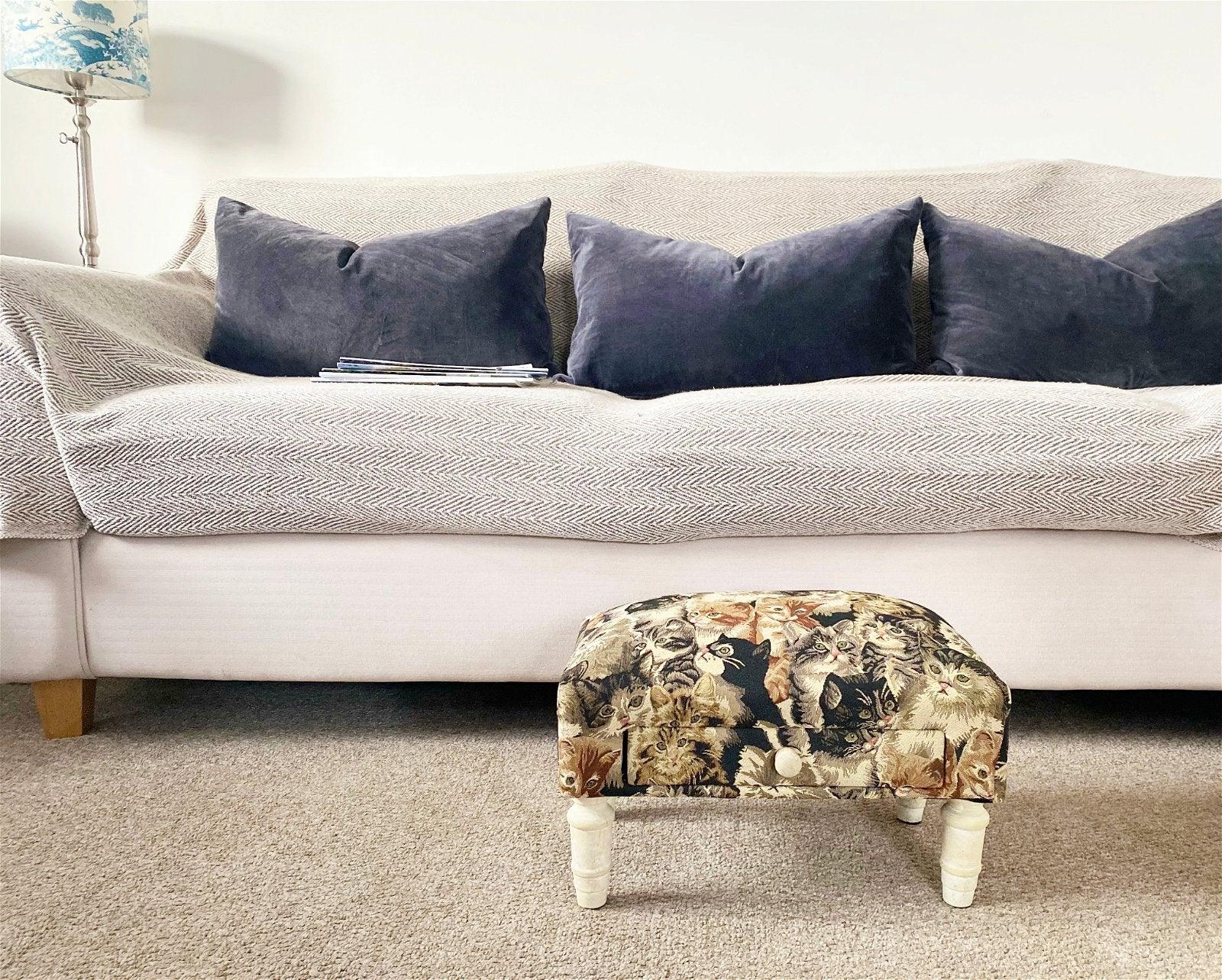 View Cat Fabric Footstool with Drawer information