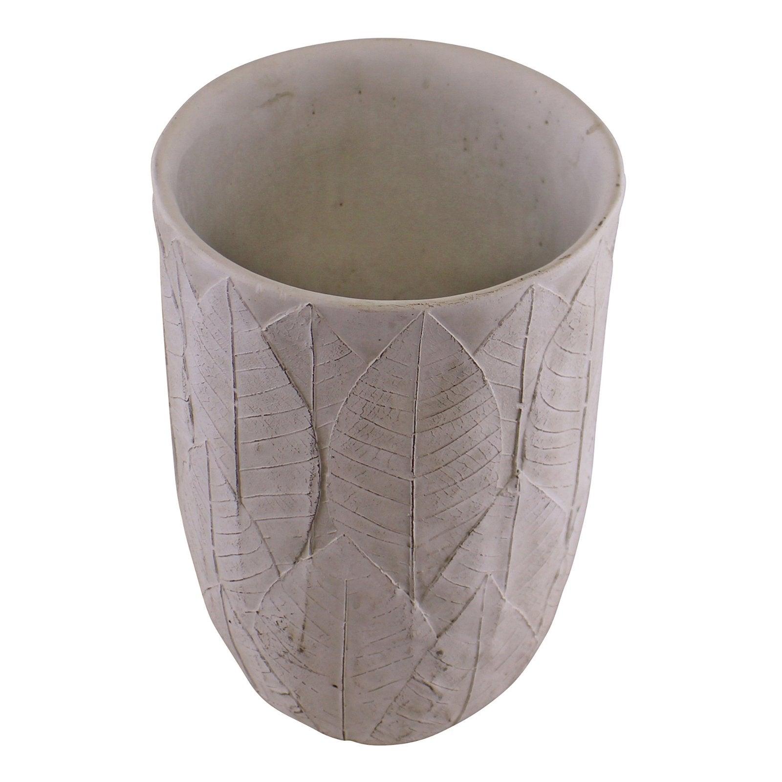 View Cement Embossed Leaf Vase 215cm information