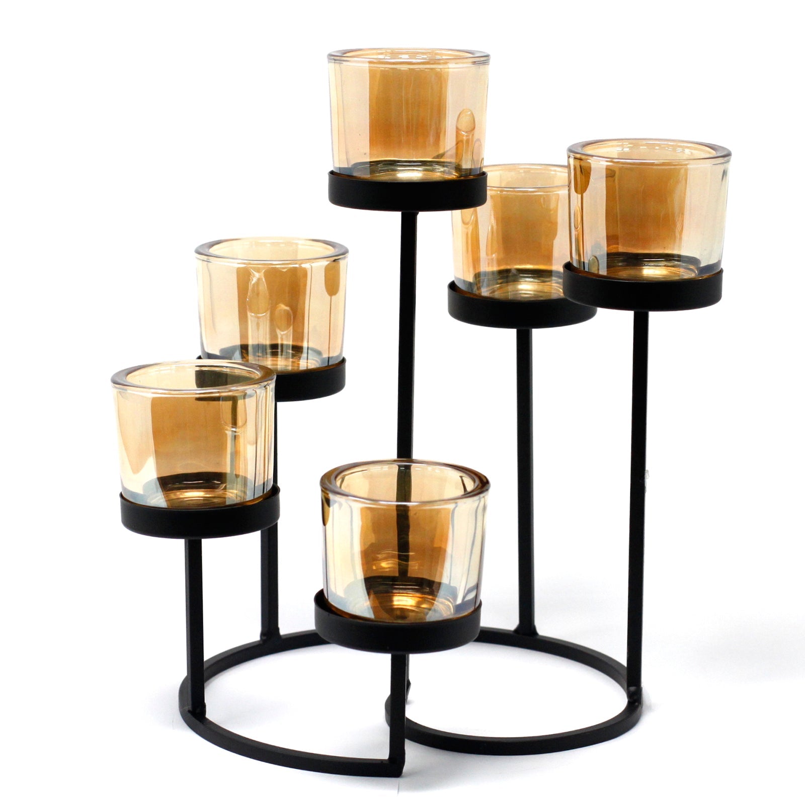 View Centrepiece Iron Votive Candle Holder 6 Cup Circule Tree information
