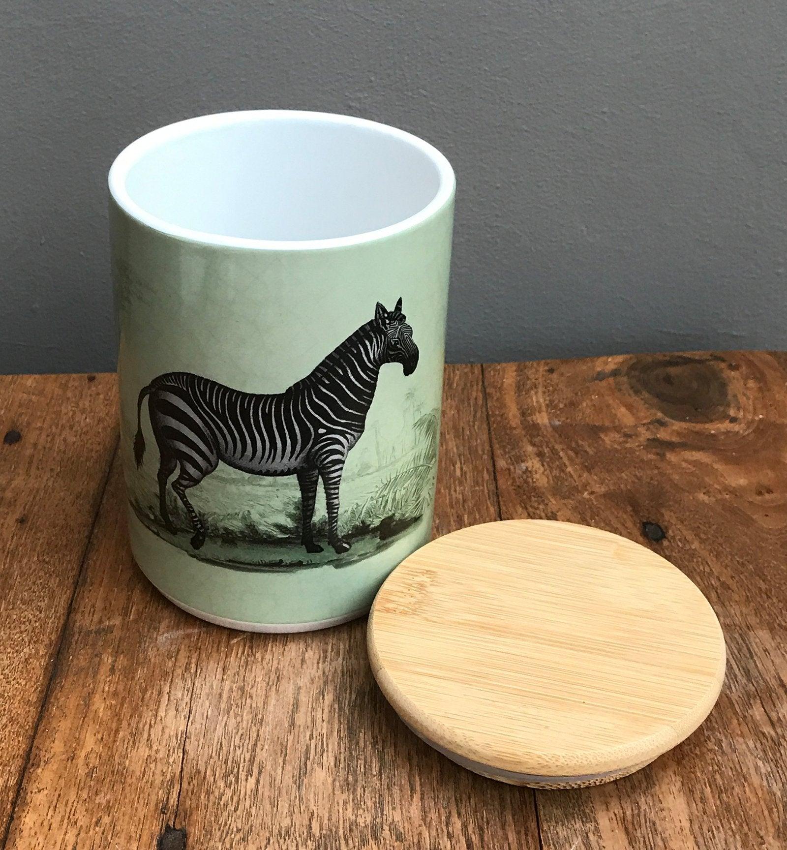 View Ceramic Canister With Zebra information