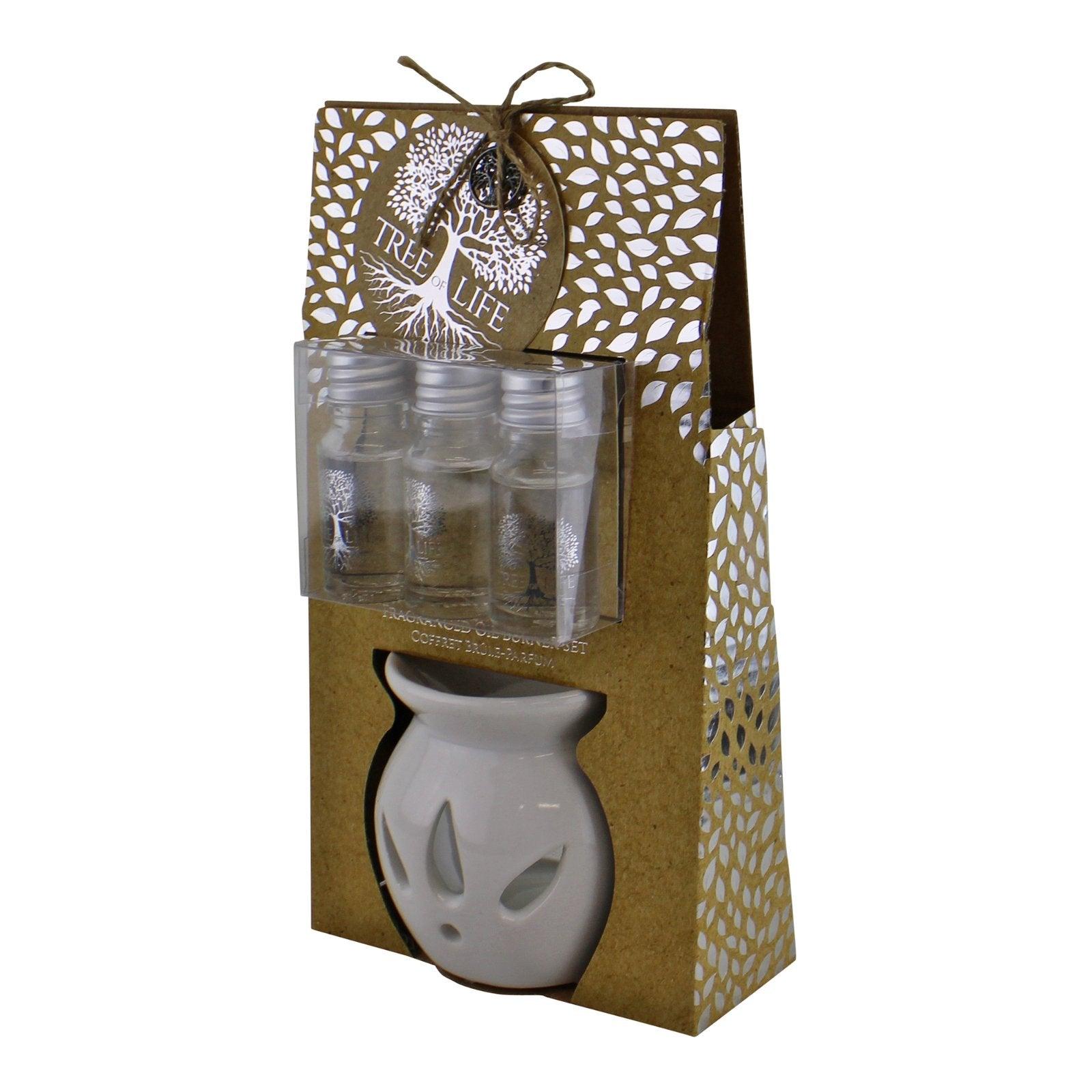 View Ceramic Oil Burner With 3 Bottles of Sandalwood Fragranced Oil information