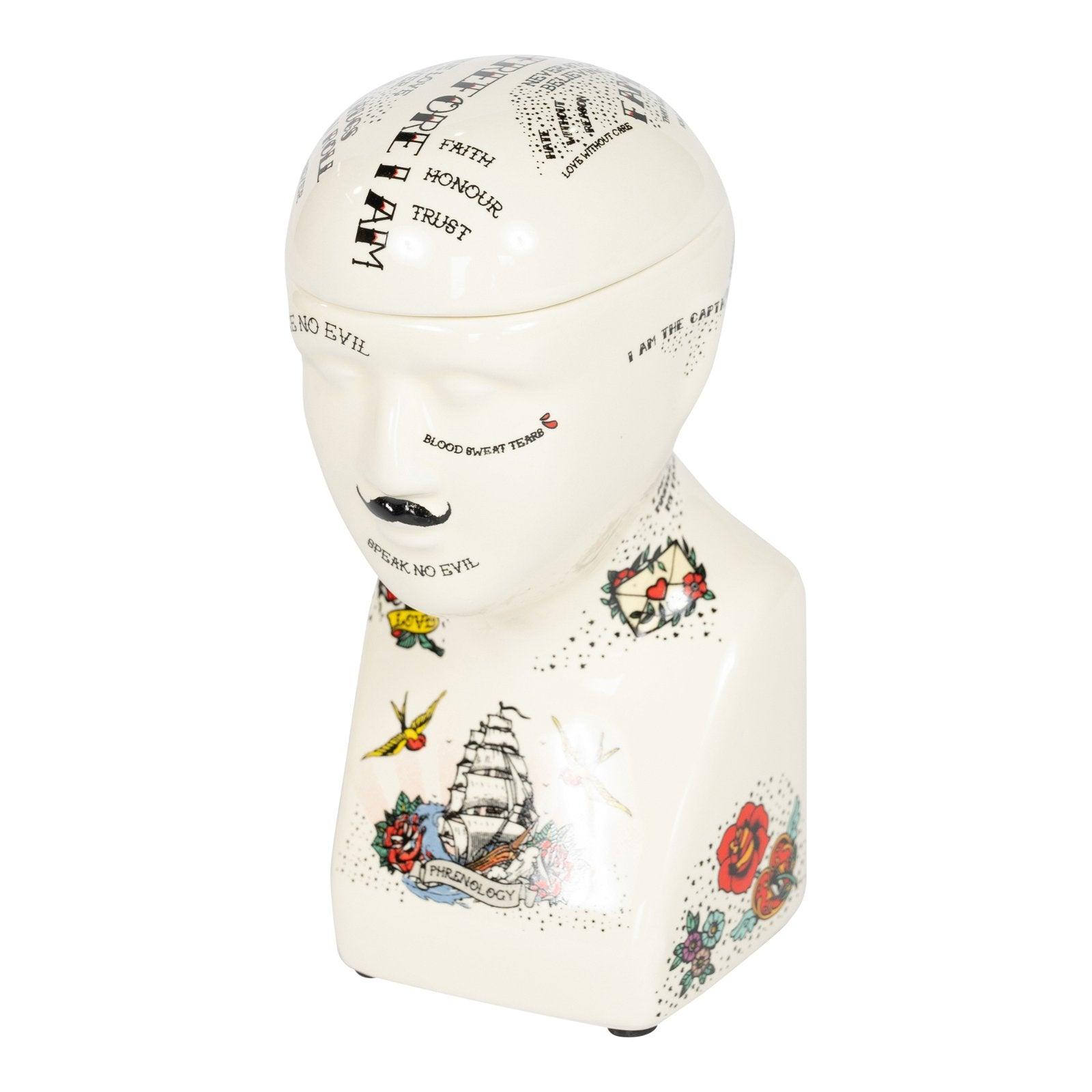 View Ceramic Phrenology Head Storage Small information