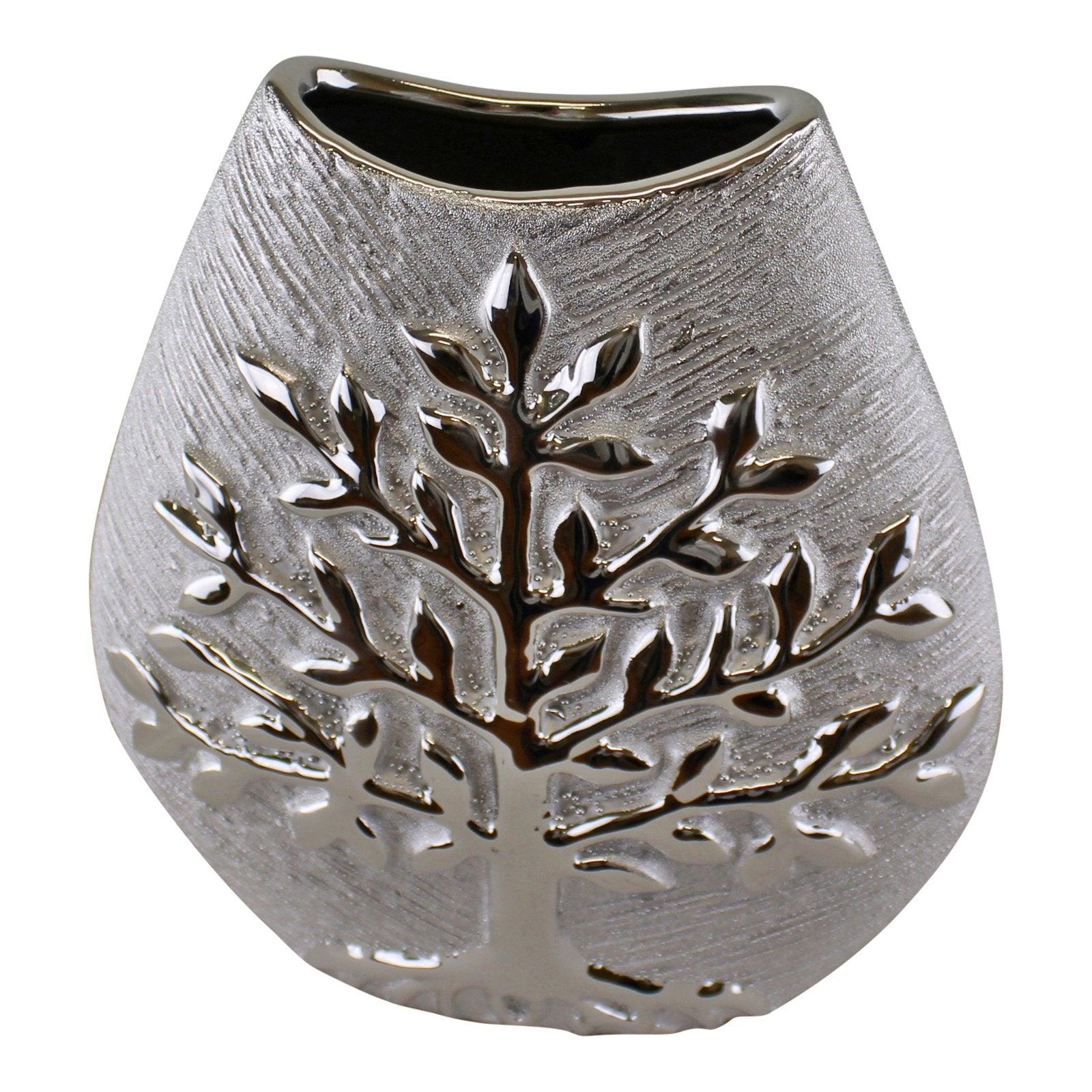 View Ceramic Silver Tree Of Life Vase 20cm information