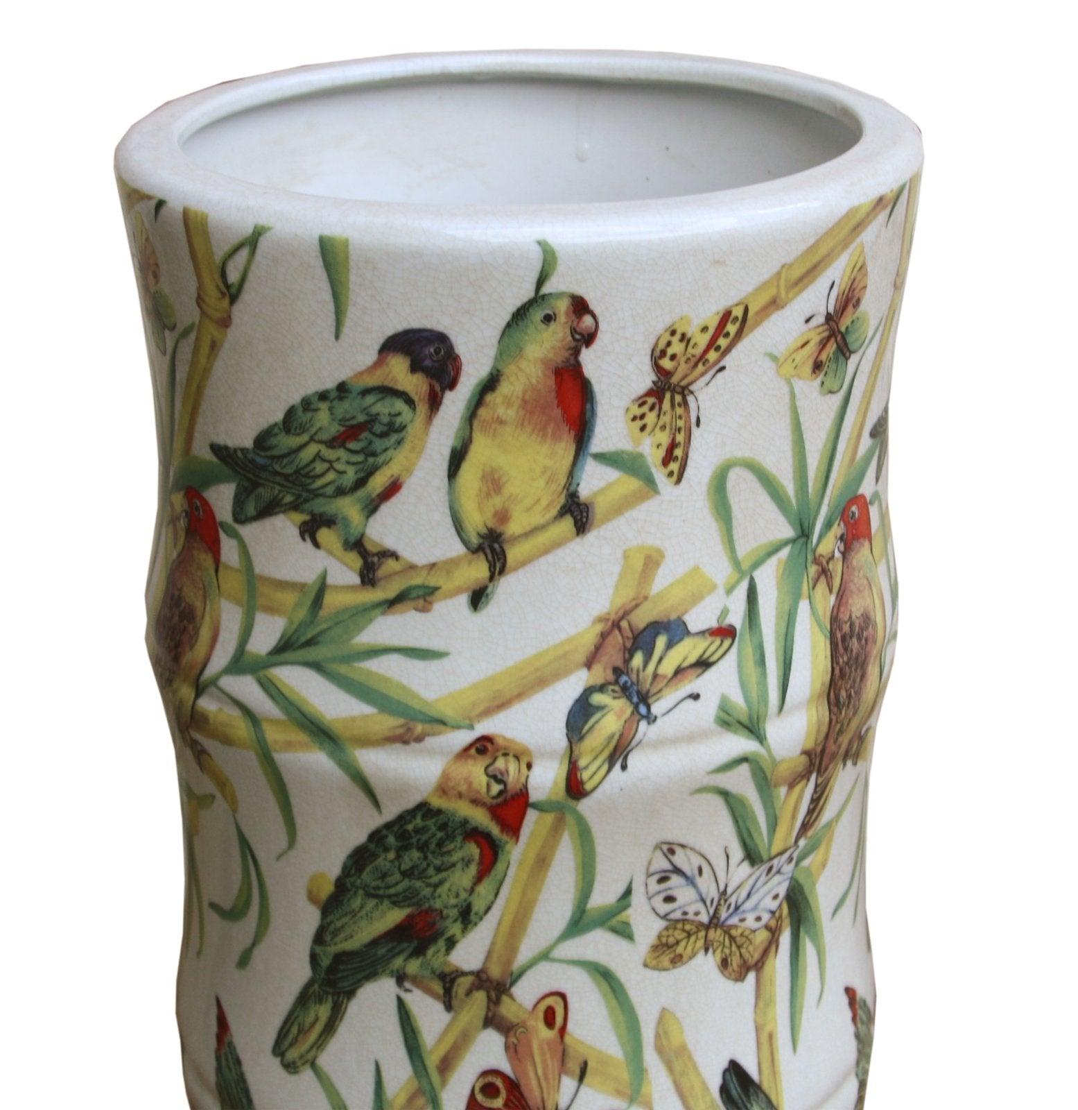 View Ceramic Umbrella Stand Bamboo Tropical Bird Design information