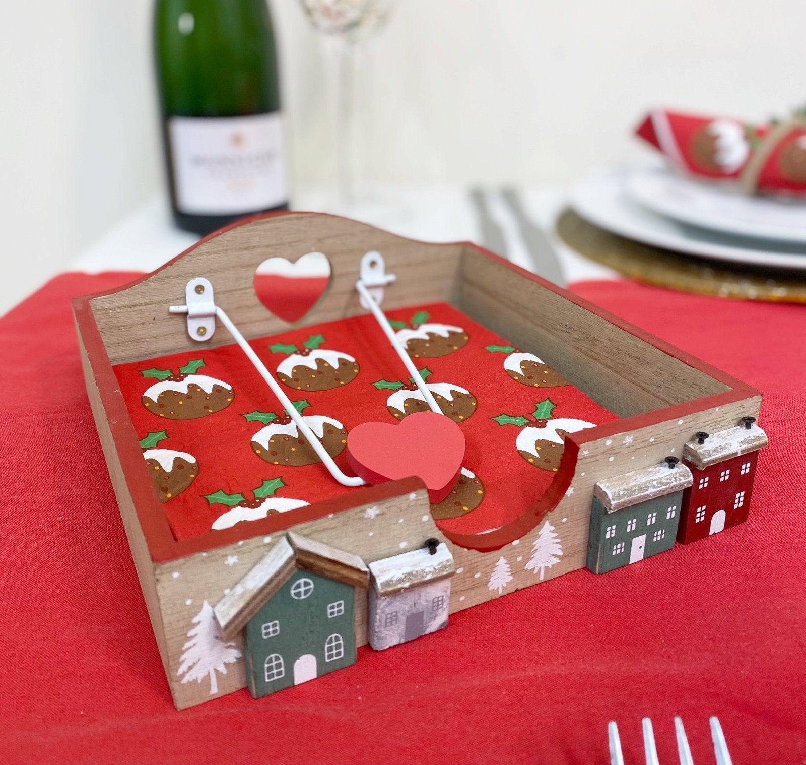 View Christmas House Napkin Holder 18cm information