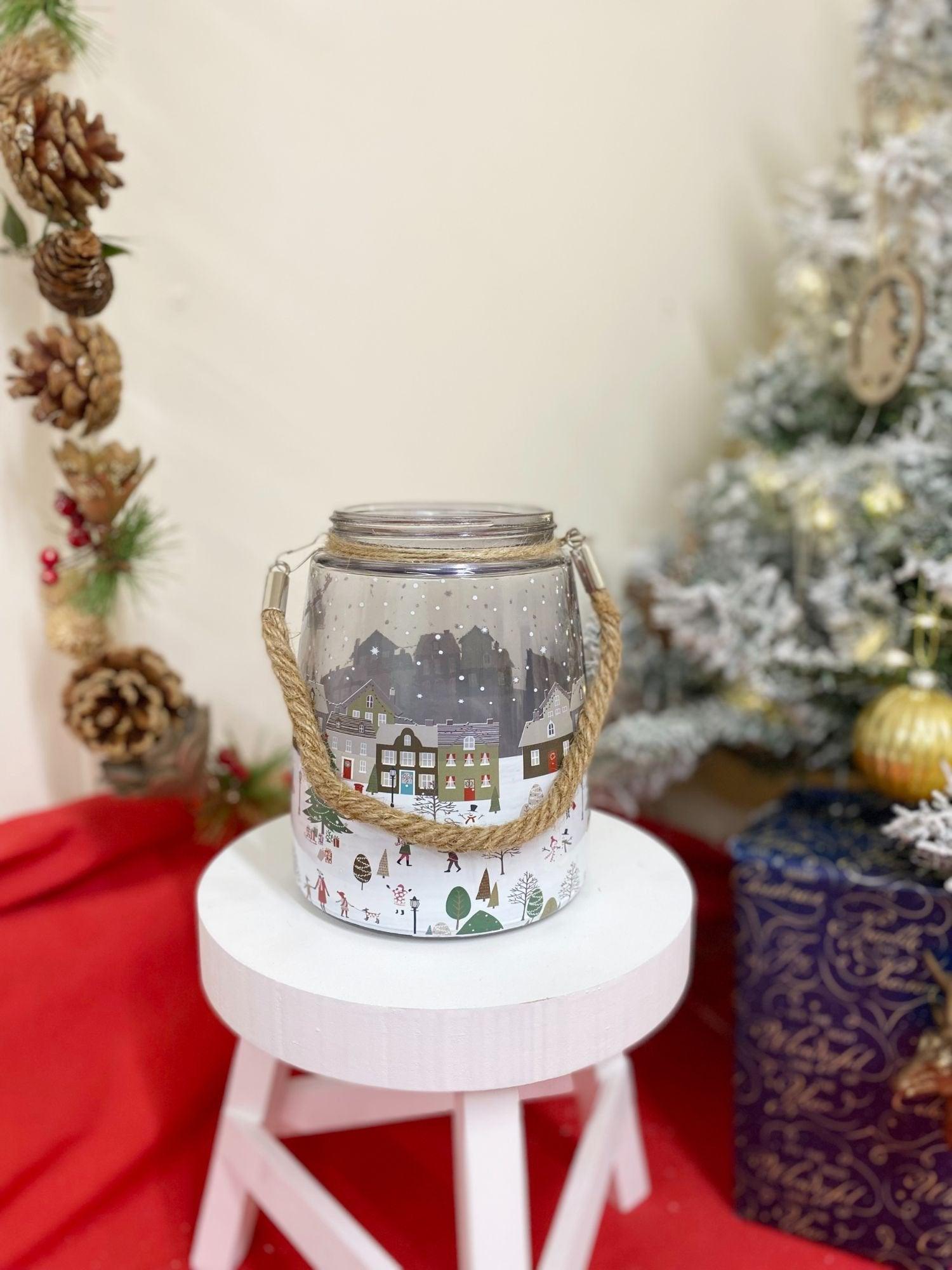 View Christmas Market Lantern White With Rope Handel information