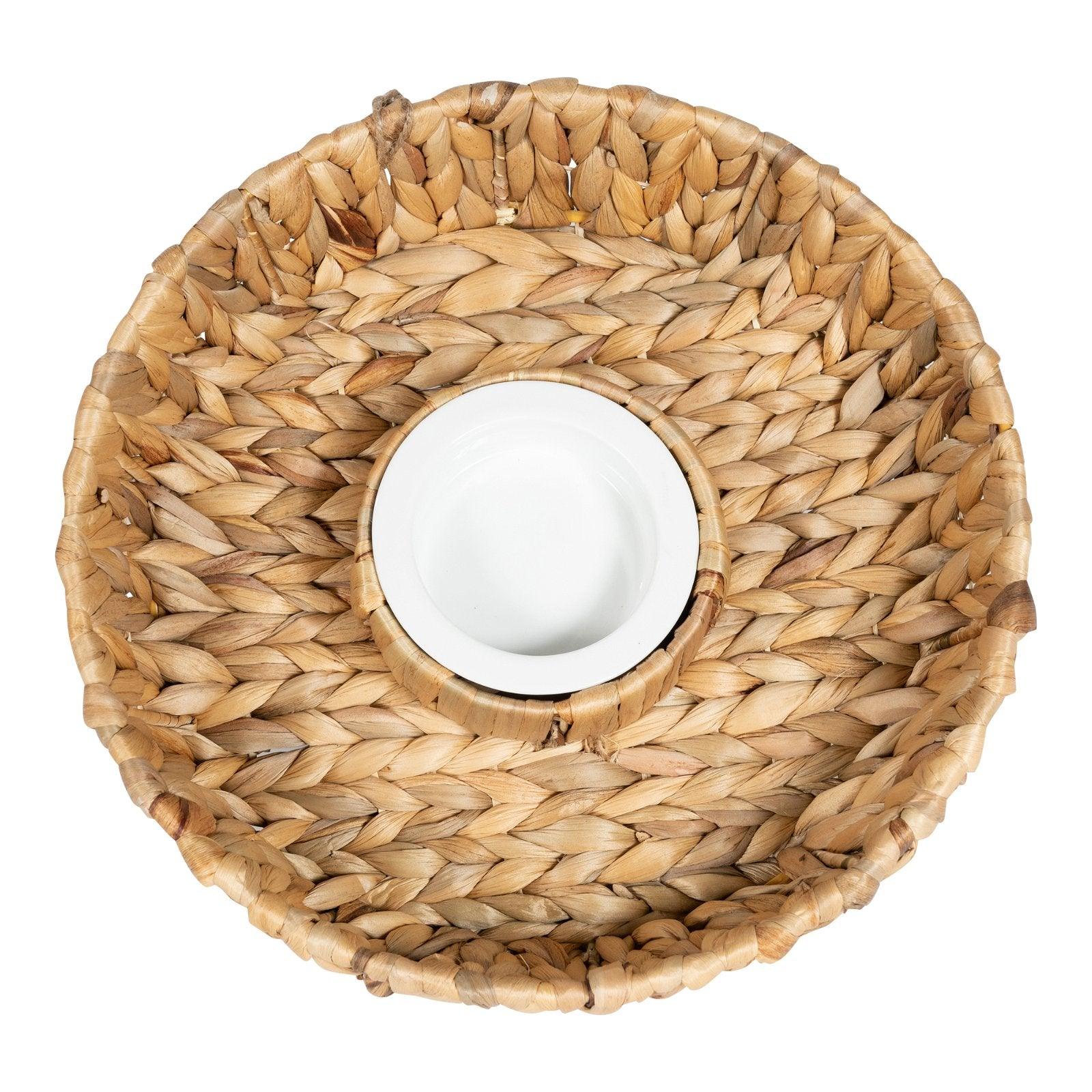 View Circular Raffia Weaved Chip Dip Tray 35cm information