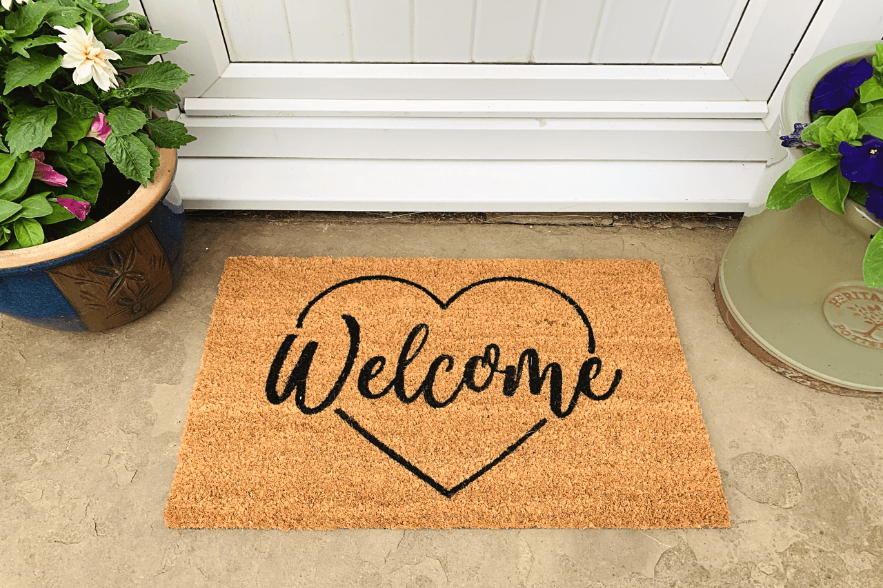 View Coir Doormat with Welcome Heart Shape information