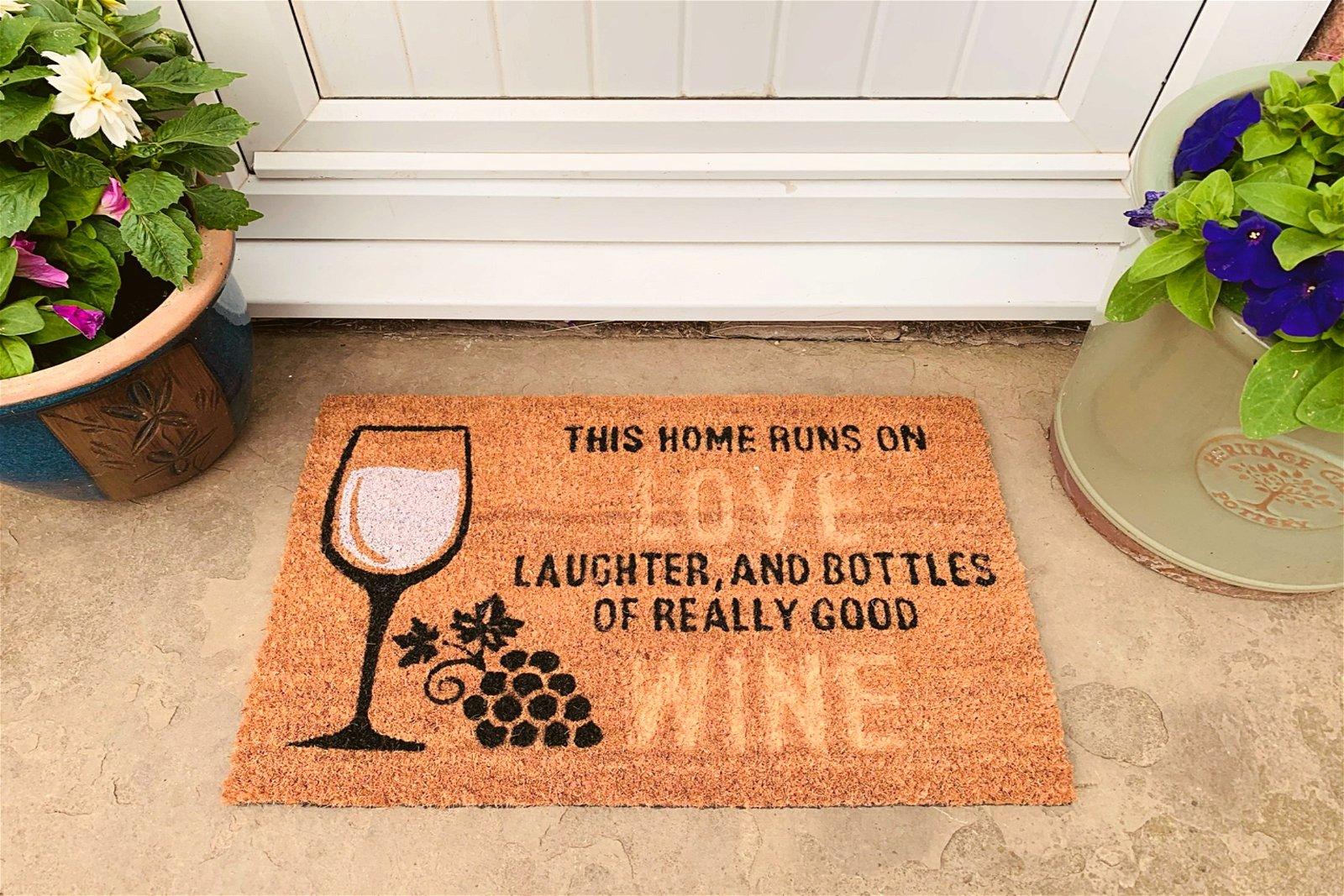 View Coir Doormat with Wine Glass Love information