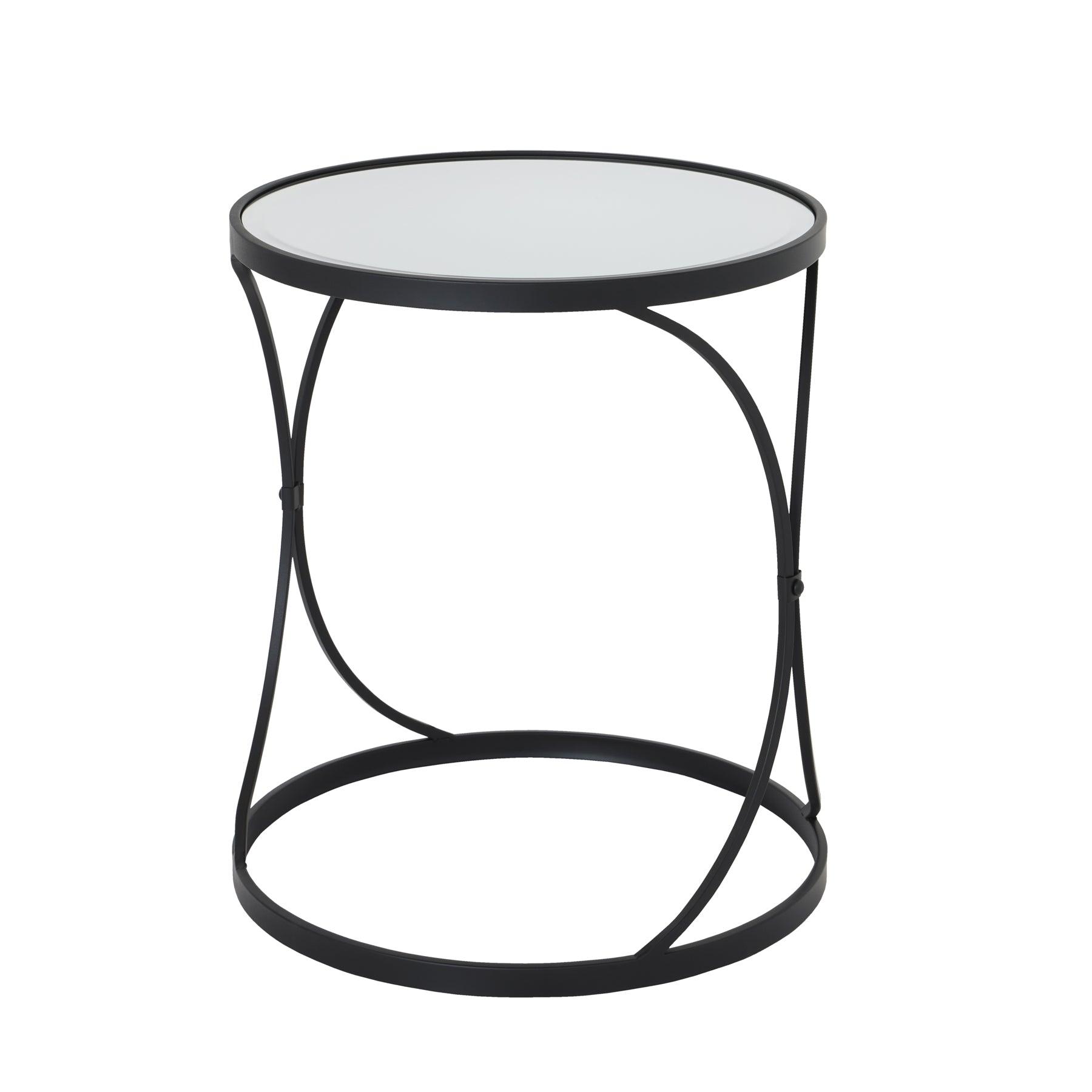 View Concaved Set Of Two Black Mirrored Side Tables information