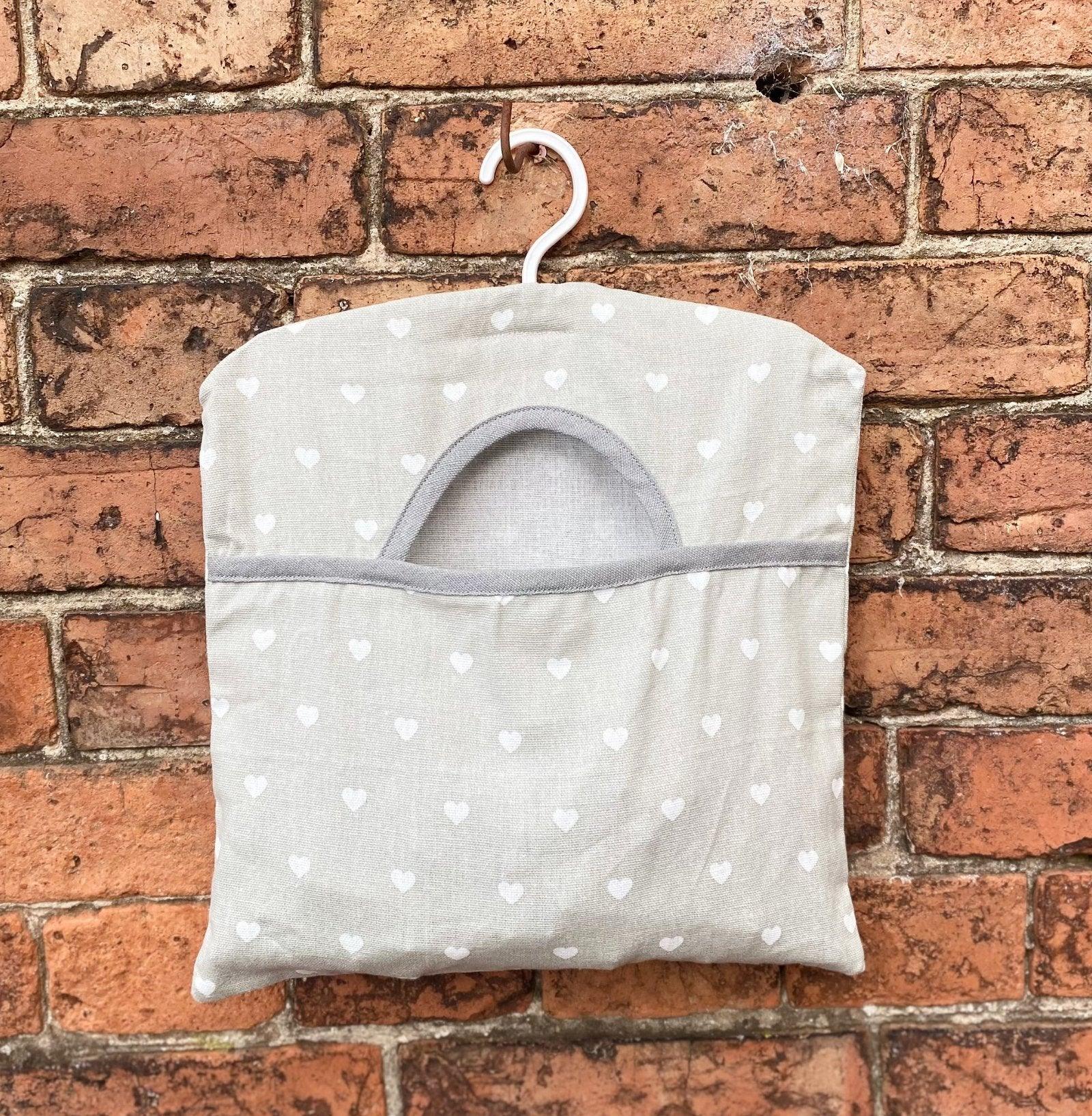 View Cotton Peg Bag With Grey Hearts Design information