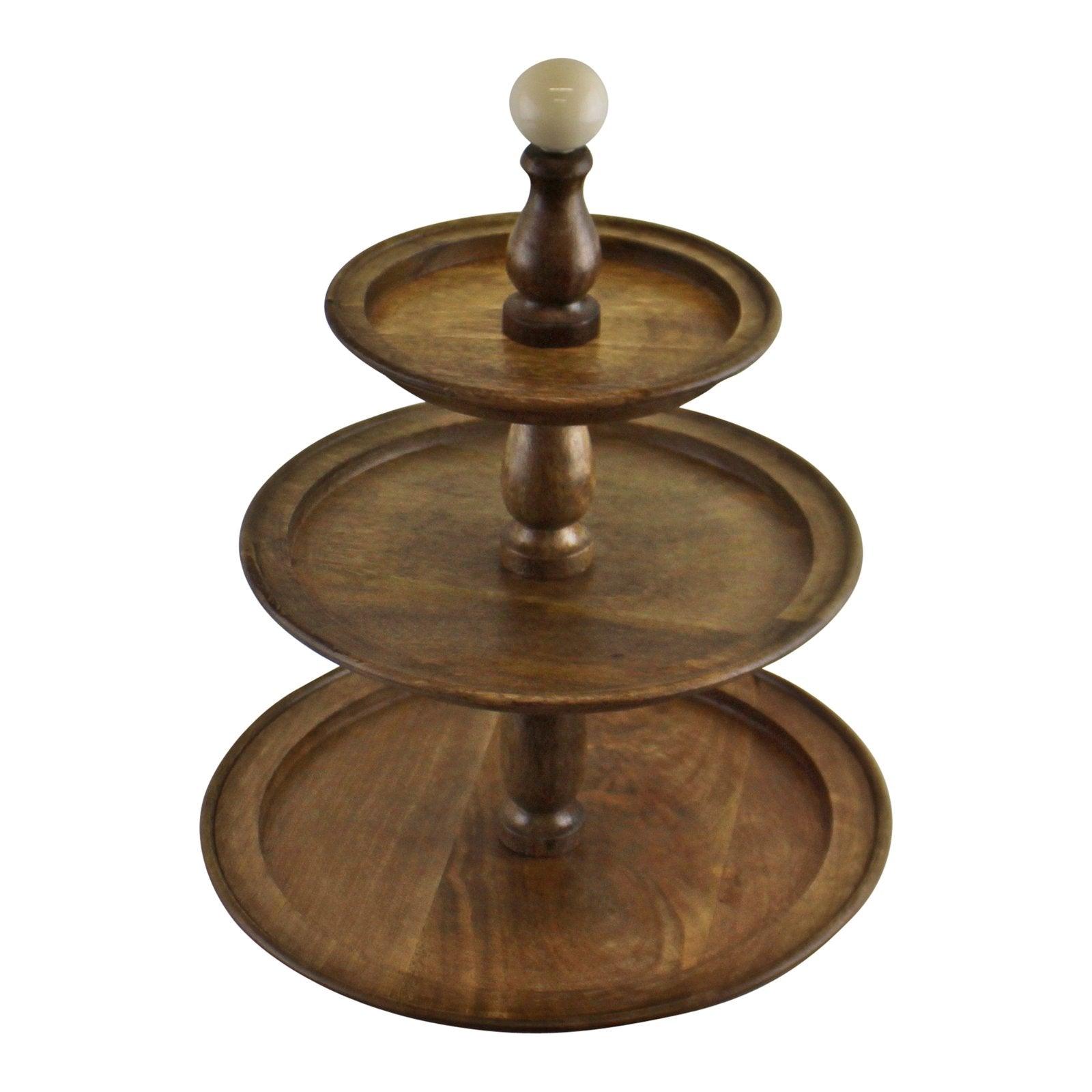 View Country Cottage 3 Tier Mango Wood Cake Stand information