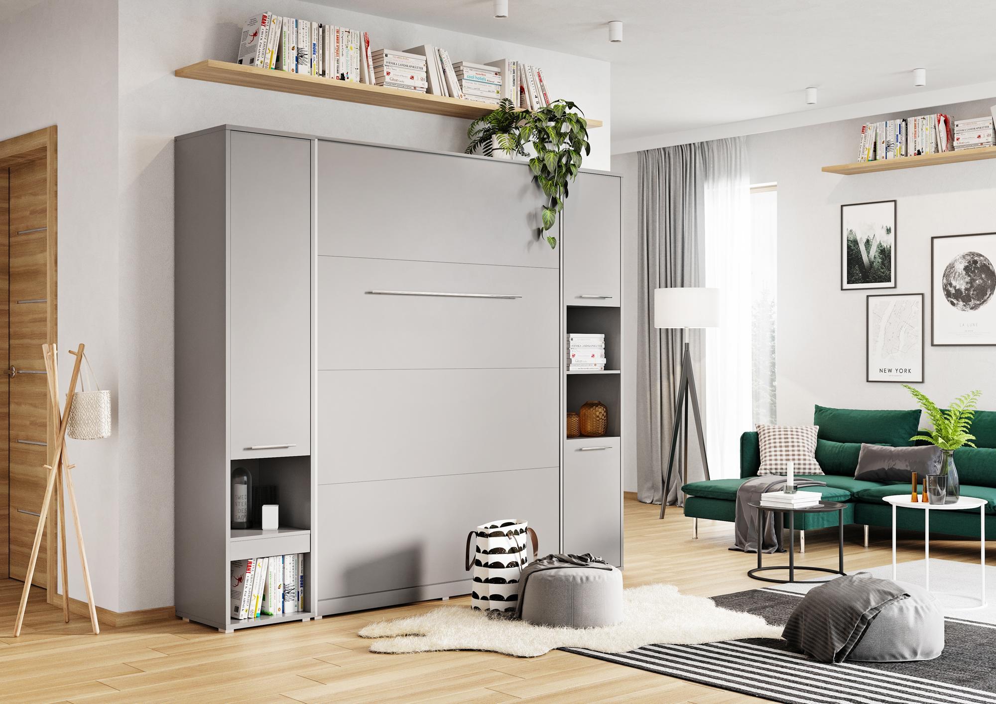 View CP01 Vertical Wall Bed Concept 140cm with Storage Cabinets Murphy Bed Grey Matt 140 x 200cm 245cm information