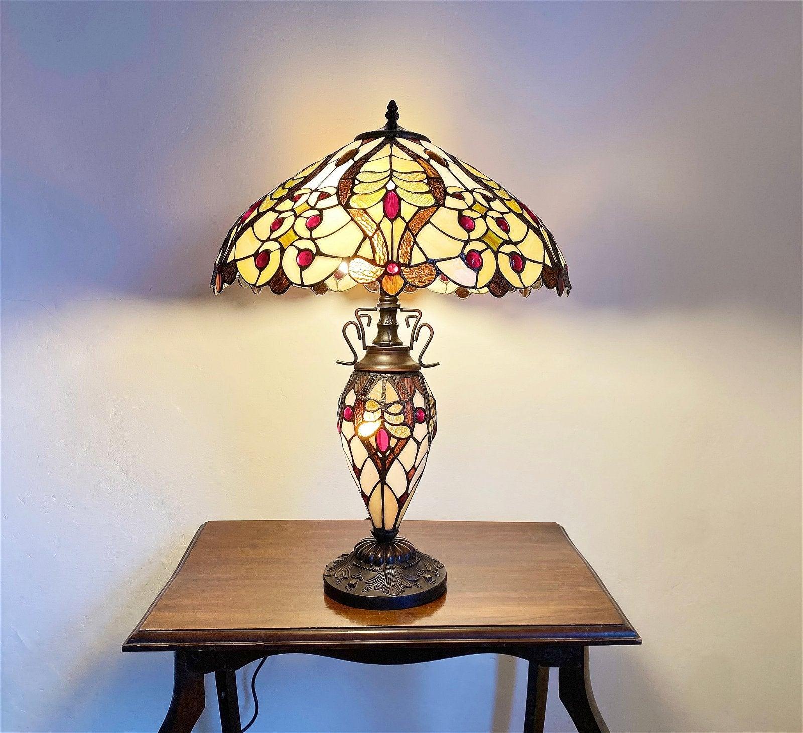 View CreamRed Bullets Double Tiffany Lamp 68cm information