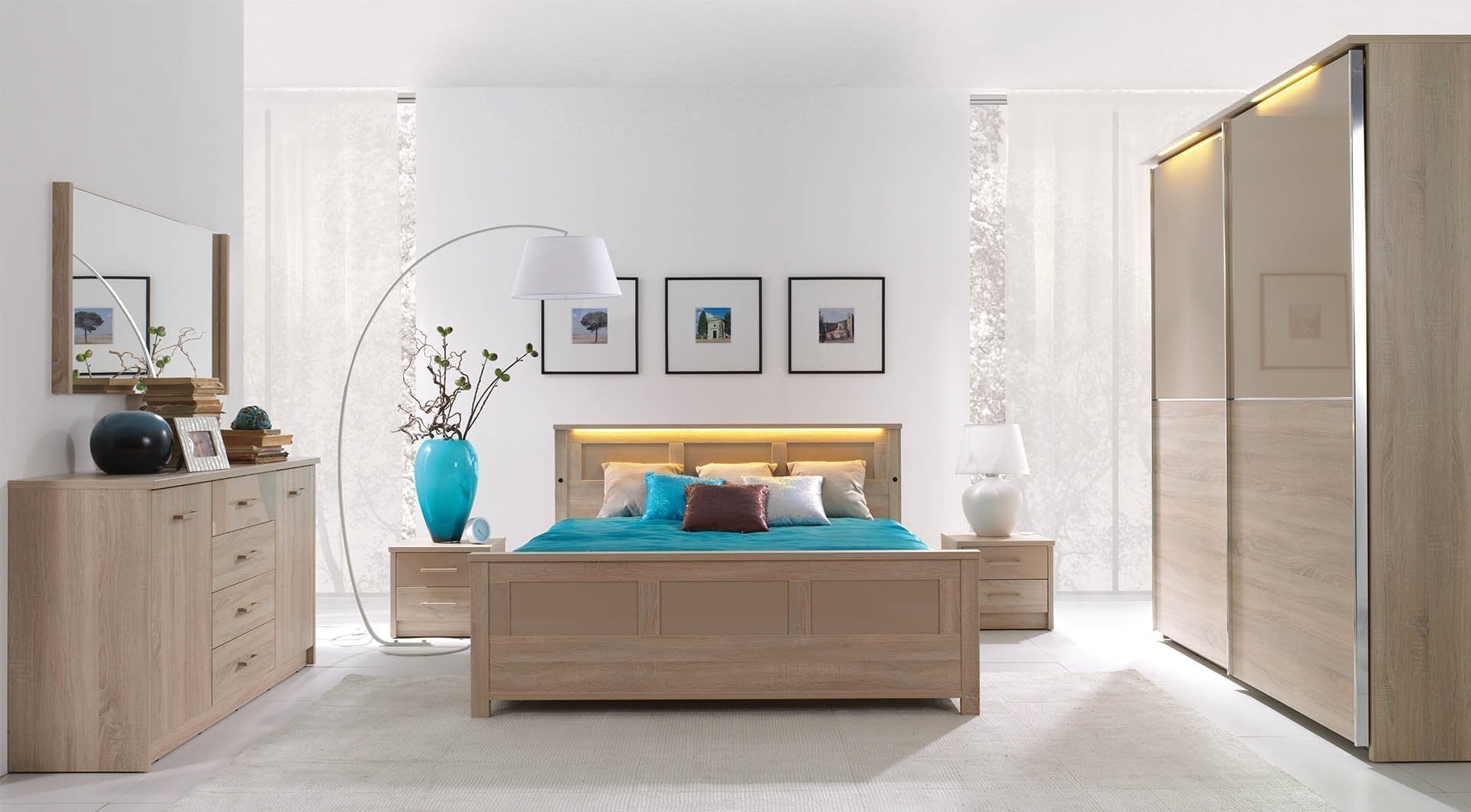 View Cremona Bed with Storage and LED lights in 3 Sizes Oak Sonoma EU Super King 180 x 200cm information