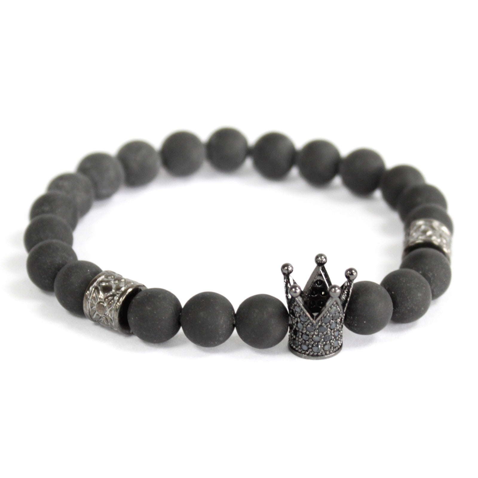 View Crystal Crown Black Agate Gemstone Bracelet information