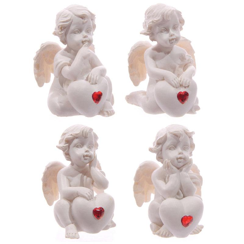 View Cute Seated Love Cherub with Red Heart Gem information