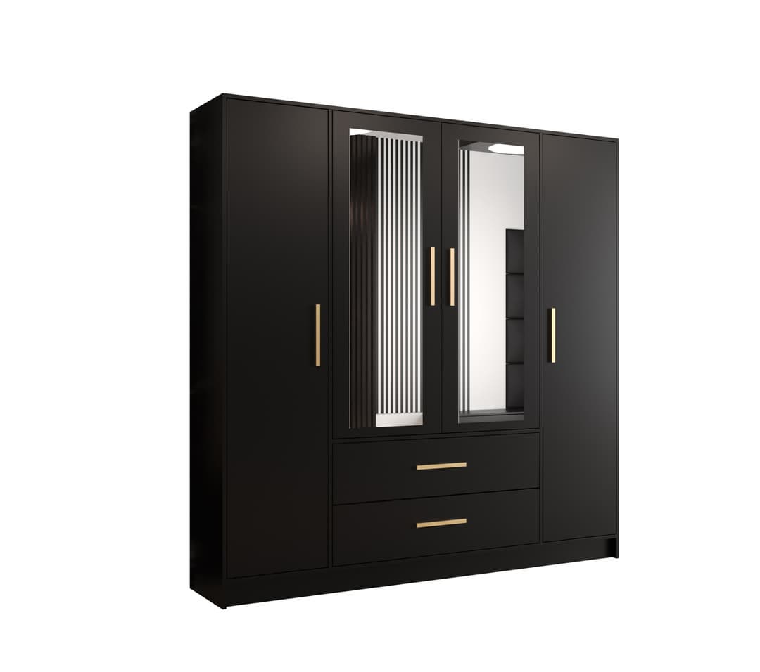 View Berlin Hinged Door Wardrobe 201cm Black 201cm information