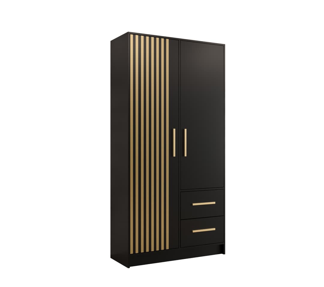 View Berlin VII Hinged Door Wardrobe 103cm Black 103cm information